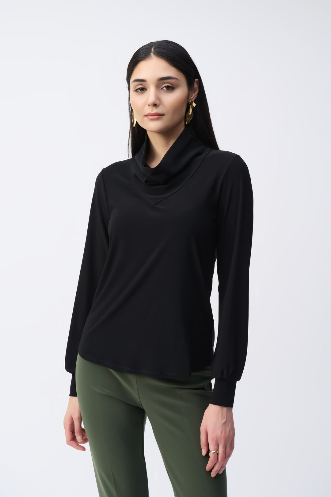 Joseph Ribkoff Black Straight Cowl Collar Top Style 243063