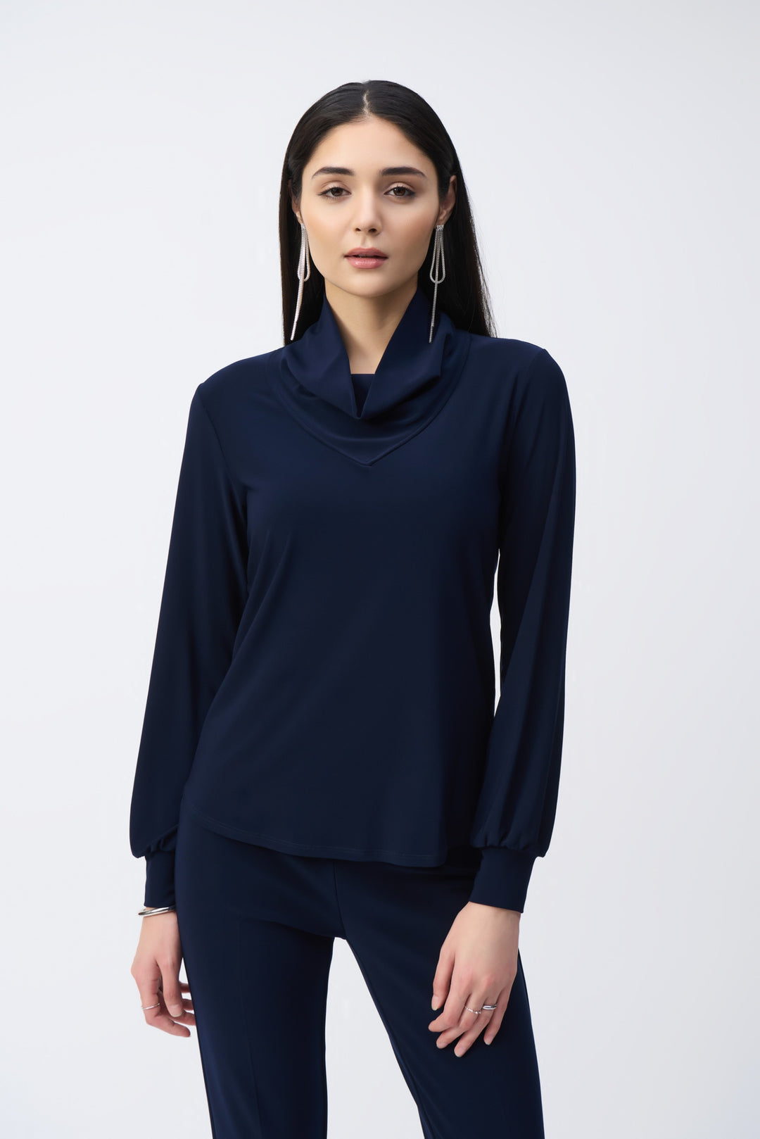 Joseph Ribkoff Midnight Blue Straight Cowl Collar Top Style 243063