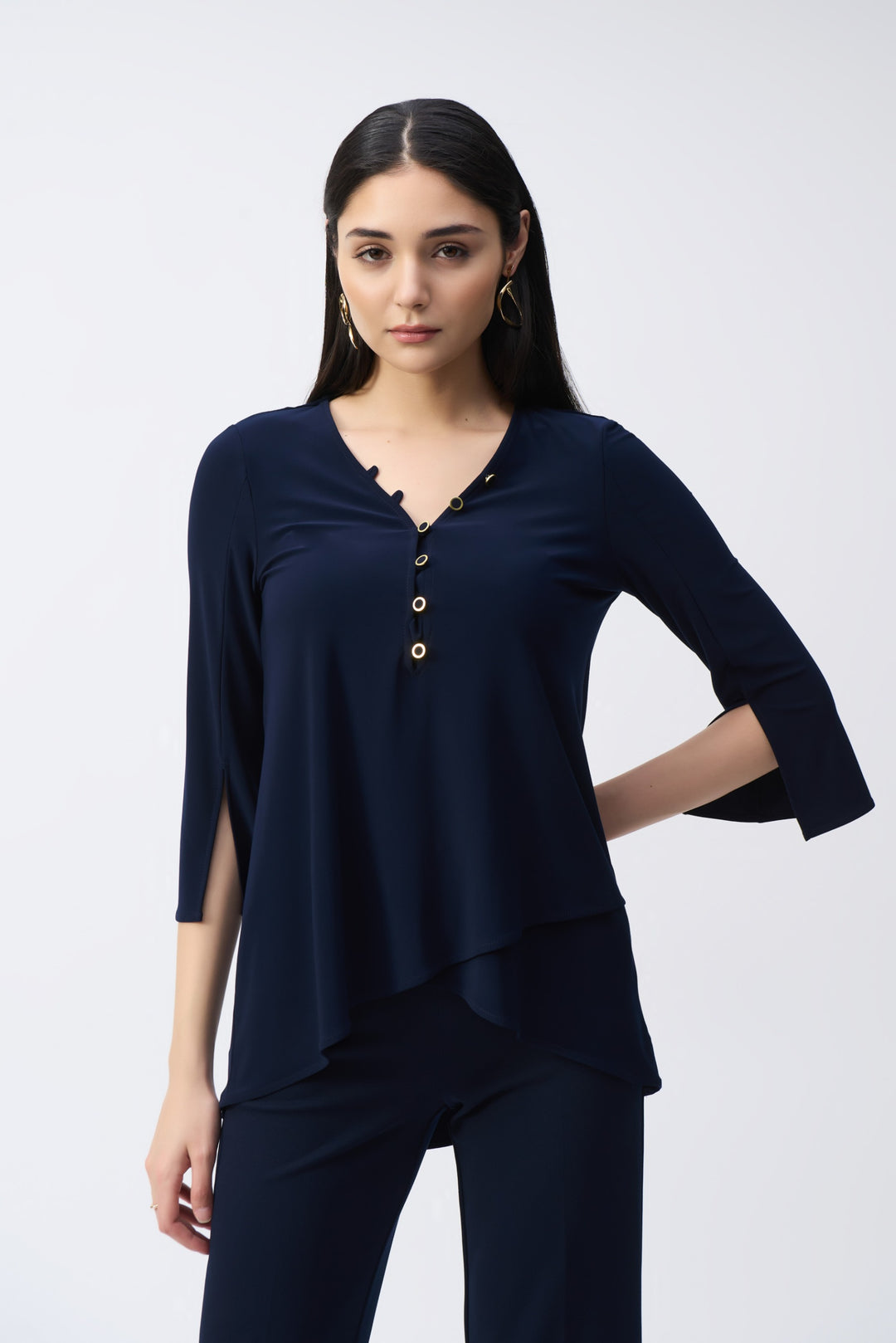 Joseph Ribkoff Midnight Blue Flared V-Neck Tunic Style 243122