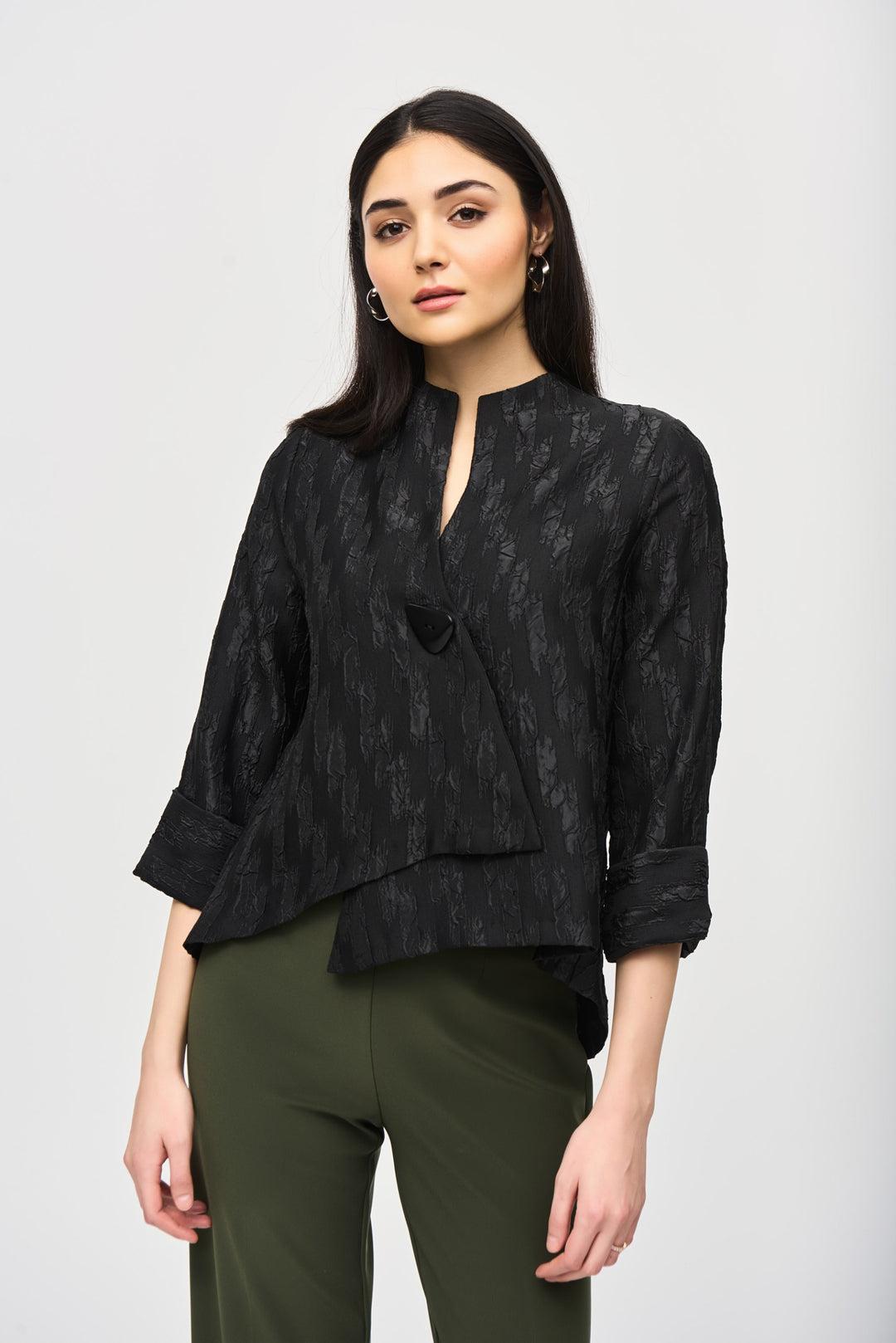 Joseph Ribkoff Black Jacquard Swing Jacket Style 243128