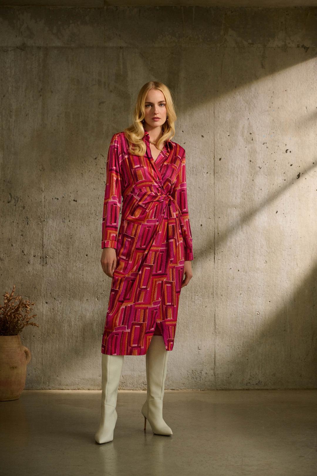 joseph ribkoff pink dress Joseph Ribkoff Ultra Pink Lux Twill Sheath Dress Style 242011