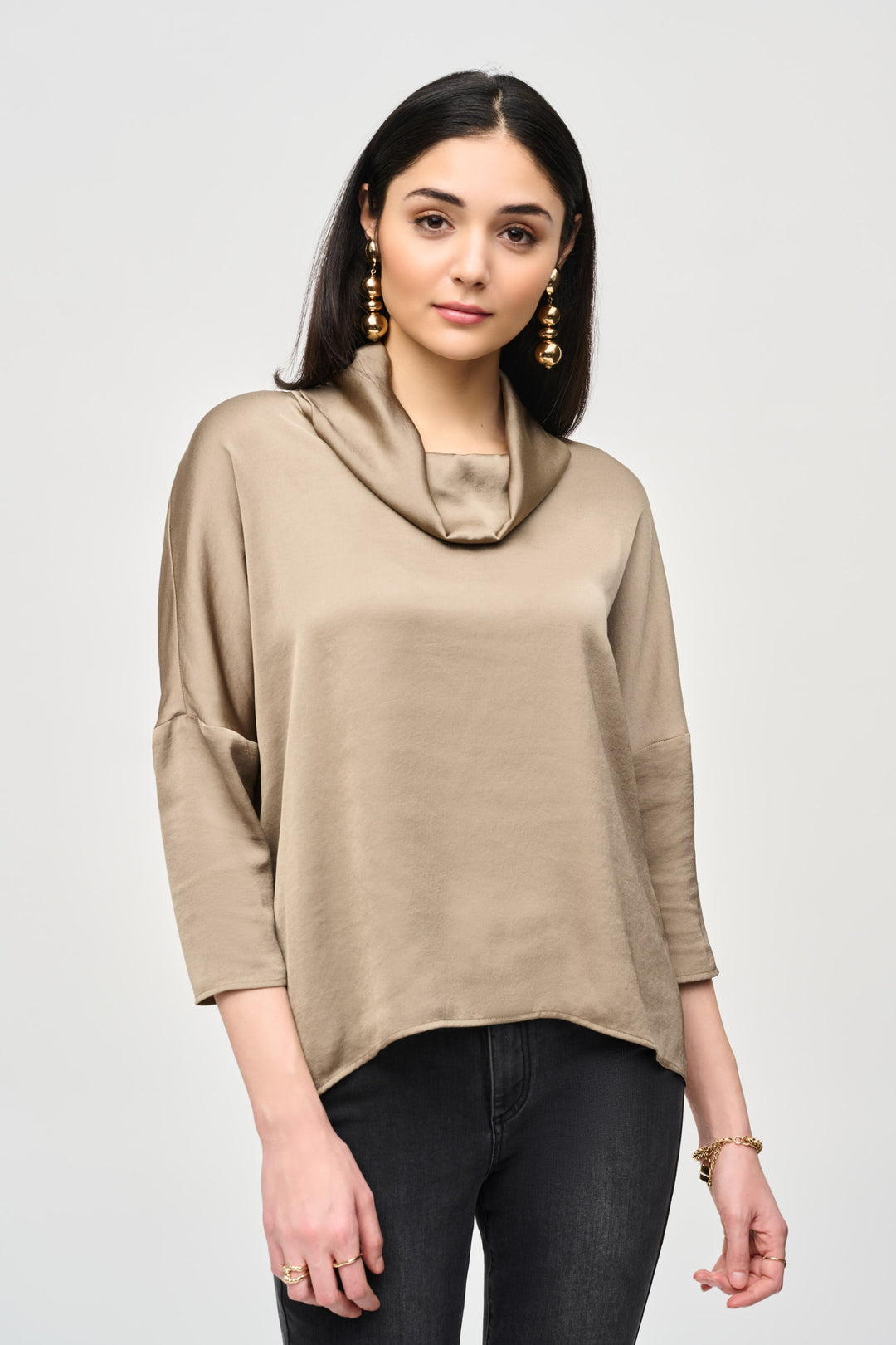 Joseph Ribkoff Java Satin Cowl Collar Top Style 243189