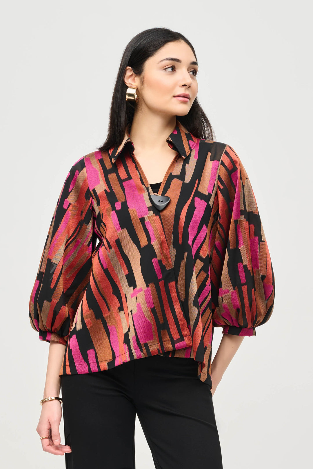 Joseph Ribkoff Black/Multi Abstract Swing Jacket Style 243239