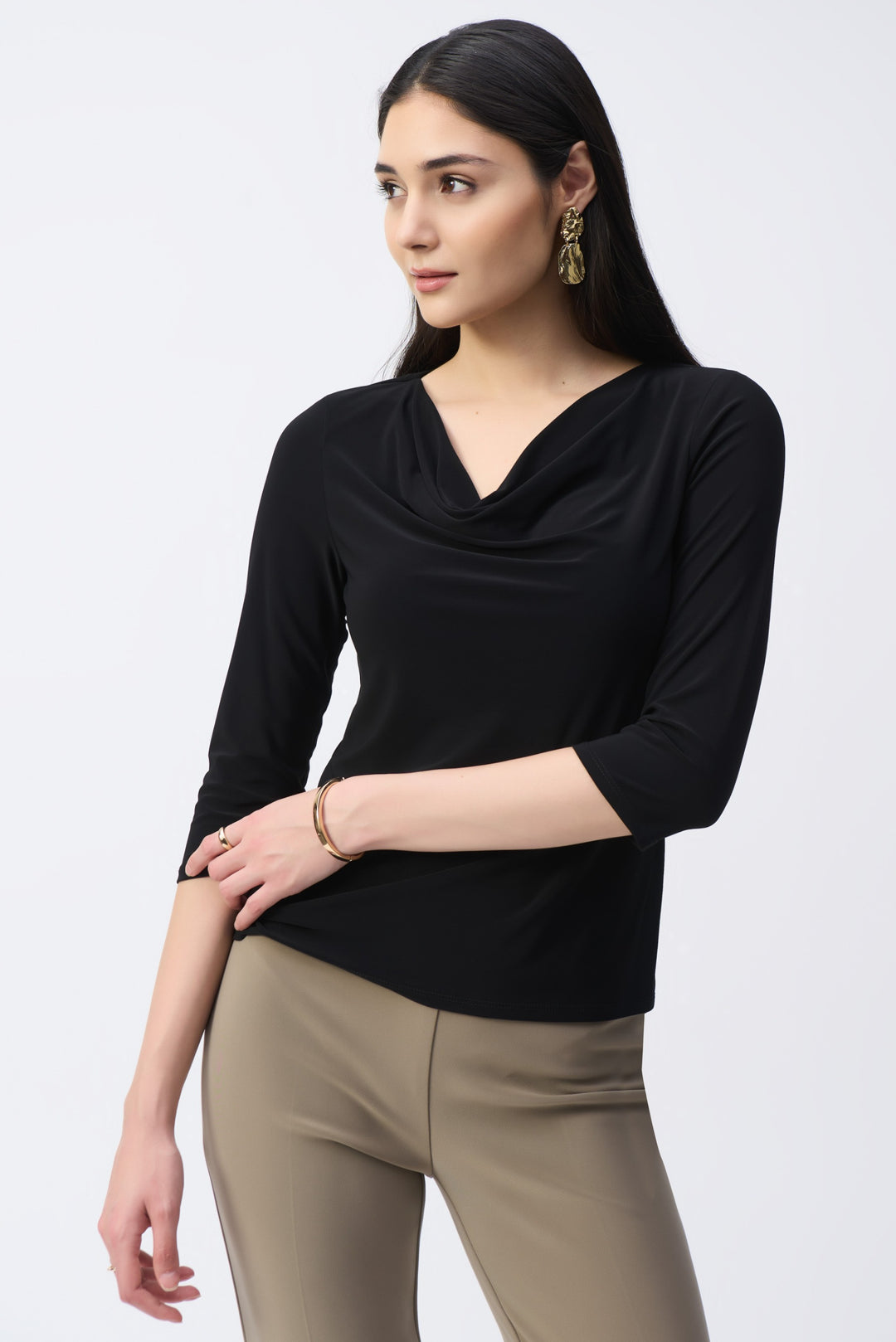 Joseph Ribkoff Black Cowl Neck Top Style 243318