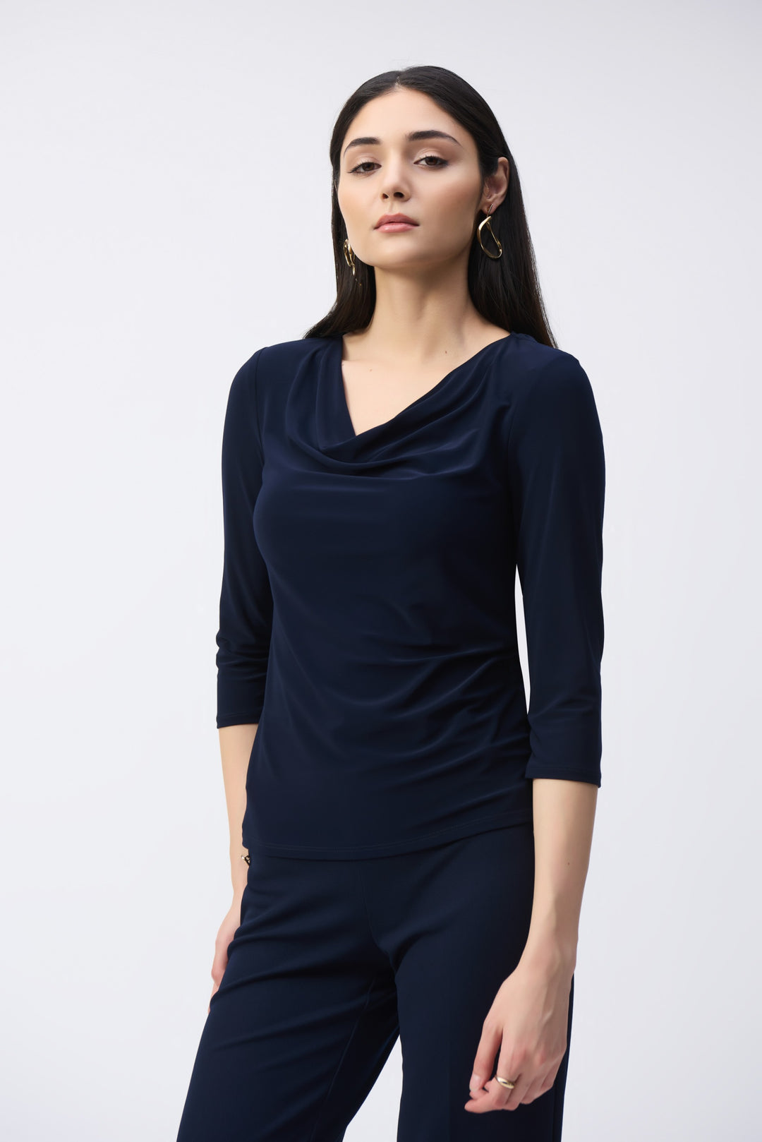 Joseph Ribkoff Midnight Blue Cowl Neck Top Style 243318