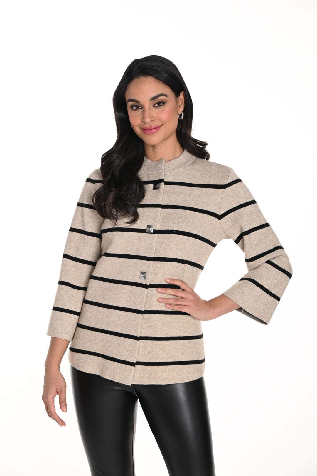 Frank Lyman Beige/Black Jacket With Stripes Style 243417U