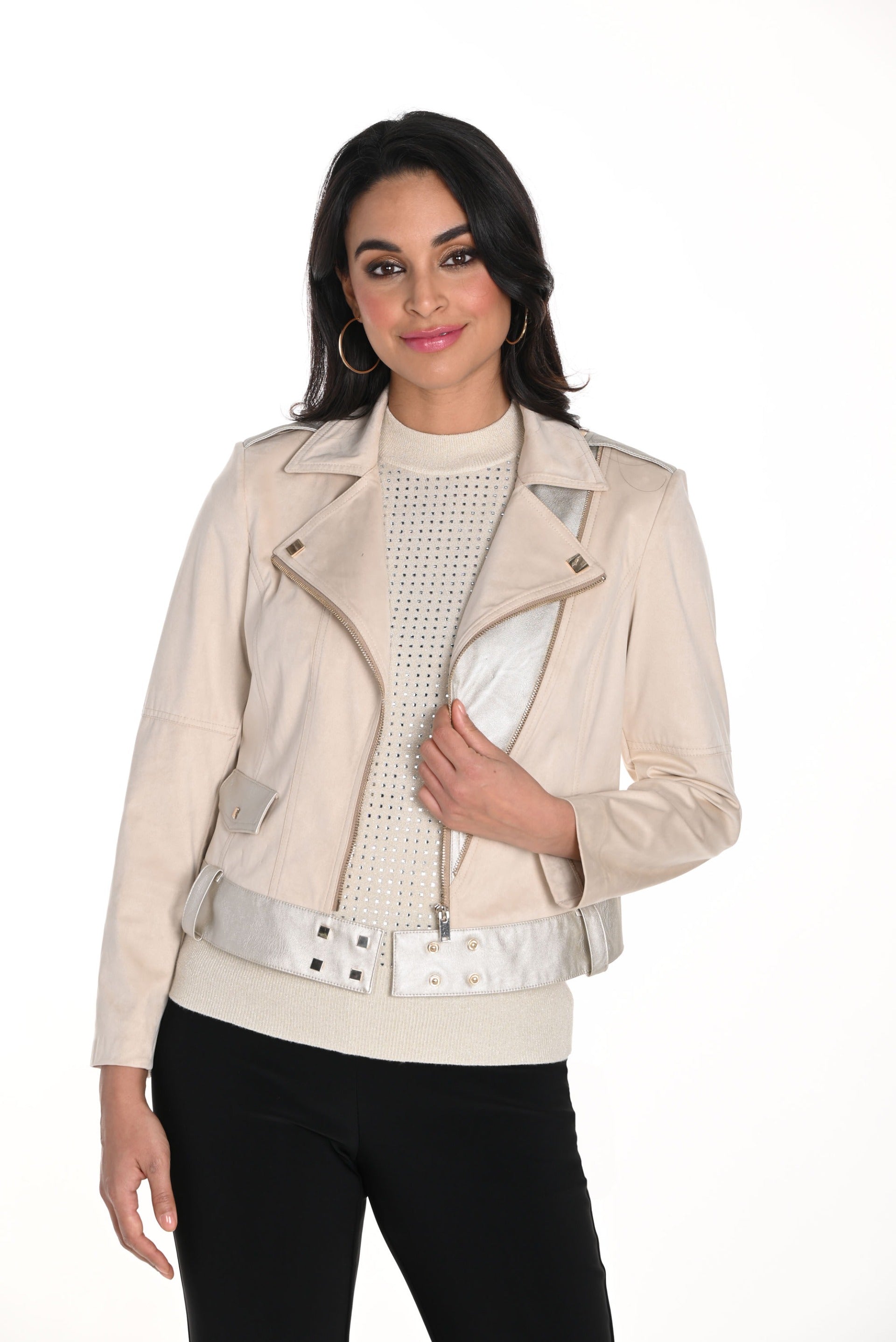 Noir FEMME Veste de motard en similicuir à fermeture éclair en fausse Noir FEMME Veste de motard en similicuir à fermeture éclair en fausse