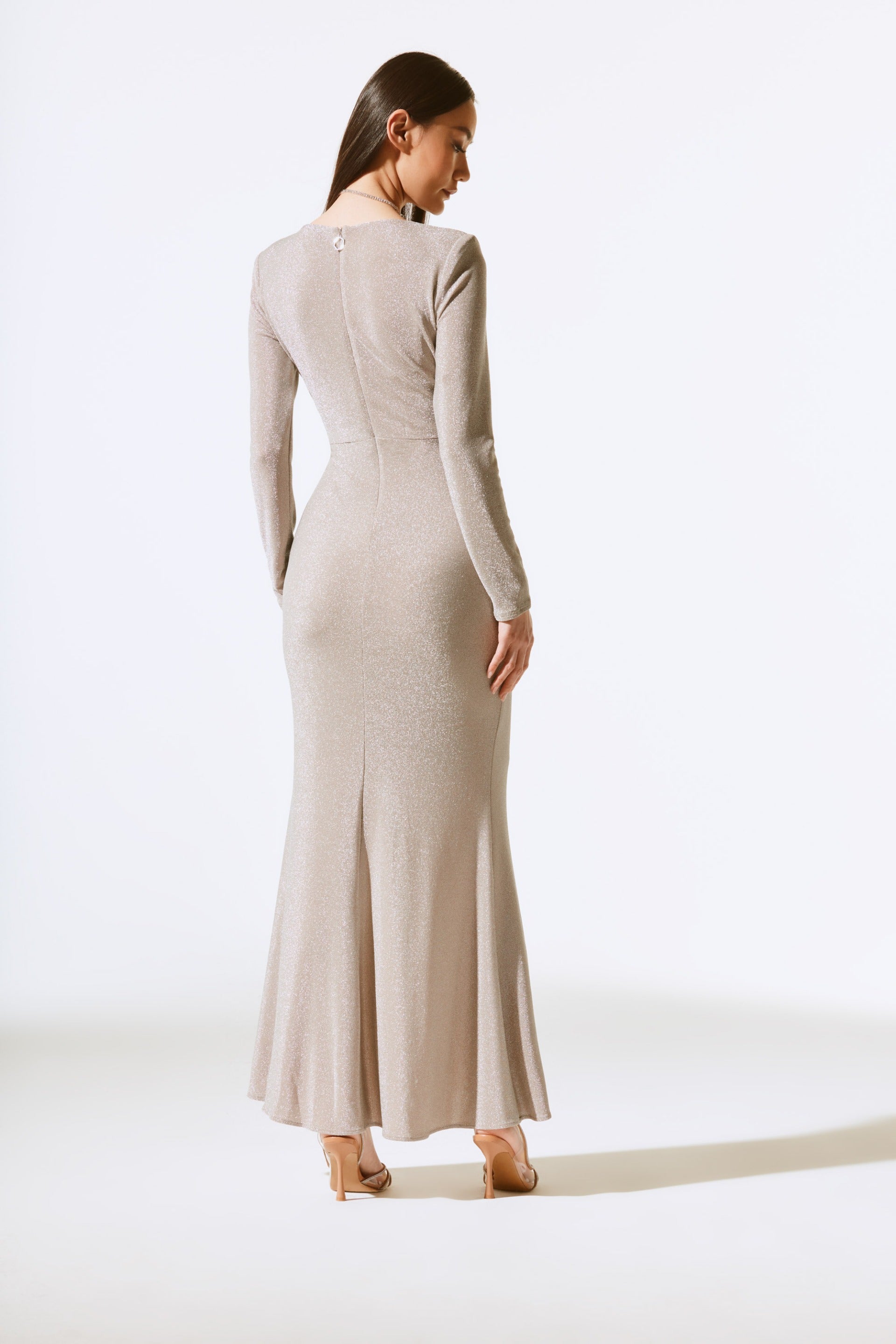 Joseph Ribkoff Sparkle Long Sleeve Wrap Gown Style 243793 Joseph Ribkoff Sparkle Long Sleeve Wrap Gown Style 243793