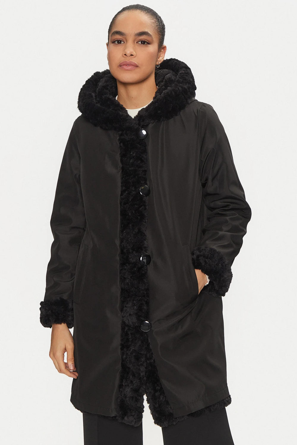 Joseph Ribkoff Reversible Faux Fur Coat Style 243903-2