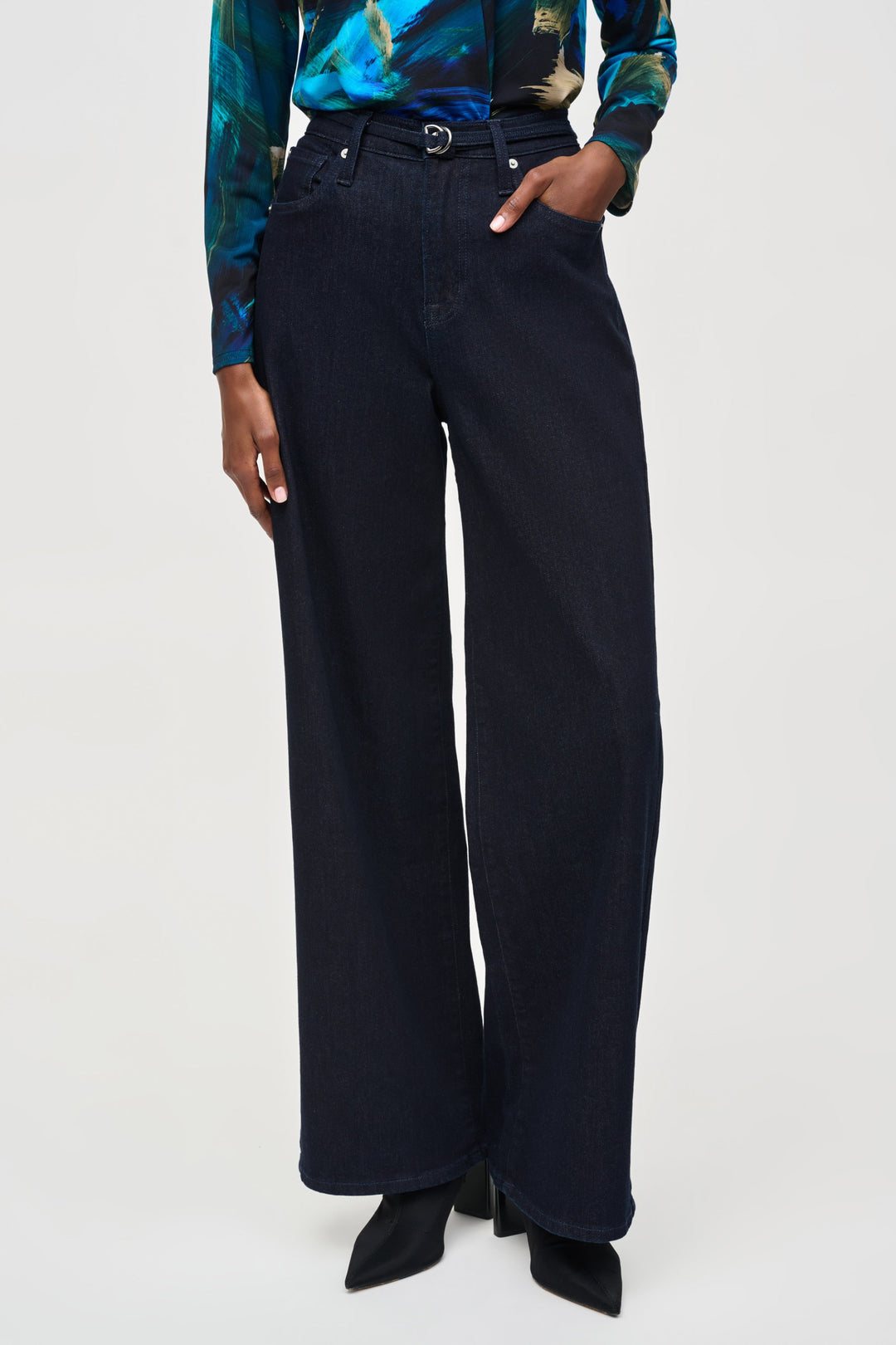 Joseph Ribkoff Indigo High Rise Wide Leg Denim Pants Style 243913