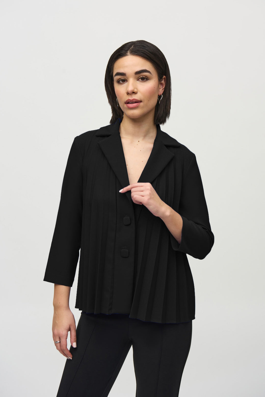 Joseph Ribkoff Black Pleated Trapeze Jacket Style 244011