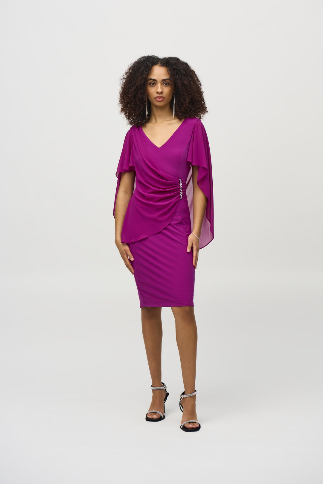 Joseph Ribkoff Empress Silky Knit and Chiffon Sheath Dress Style 244017