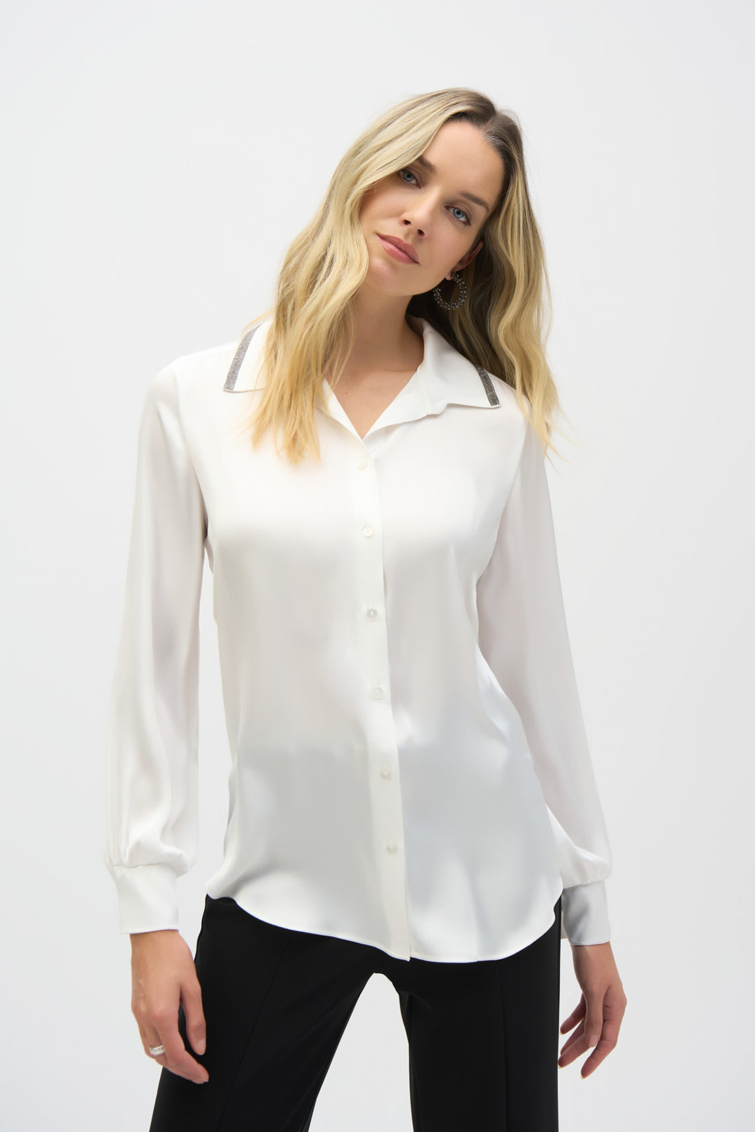 Joseph Ribkoff Vanilla Satin Straight Blouse Style 244101