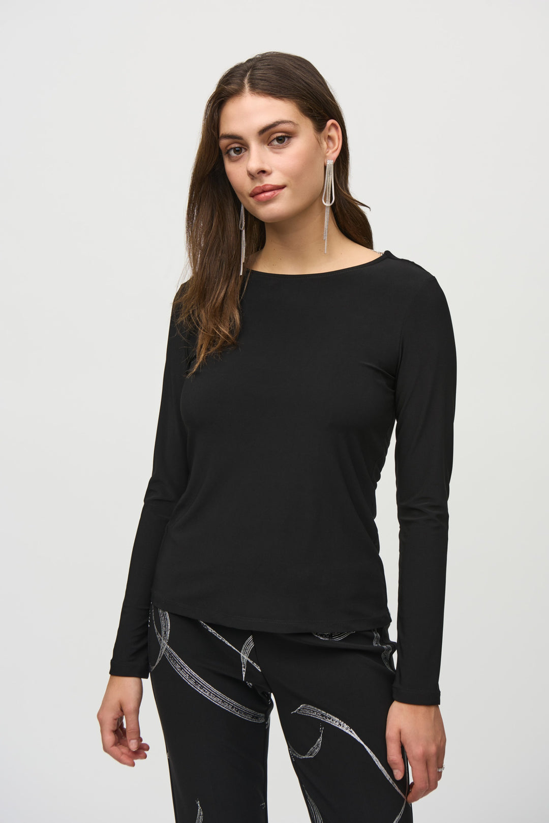 Joseph Ribkoff Black Top With Back Chain Detail Style 244113