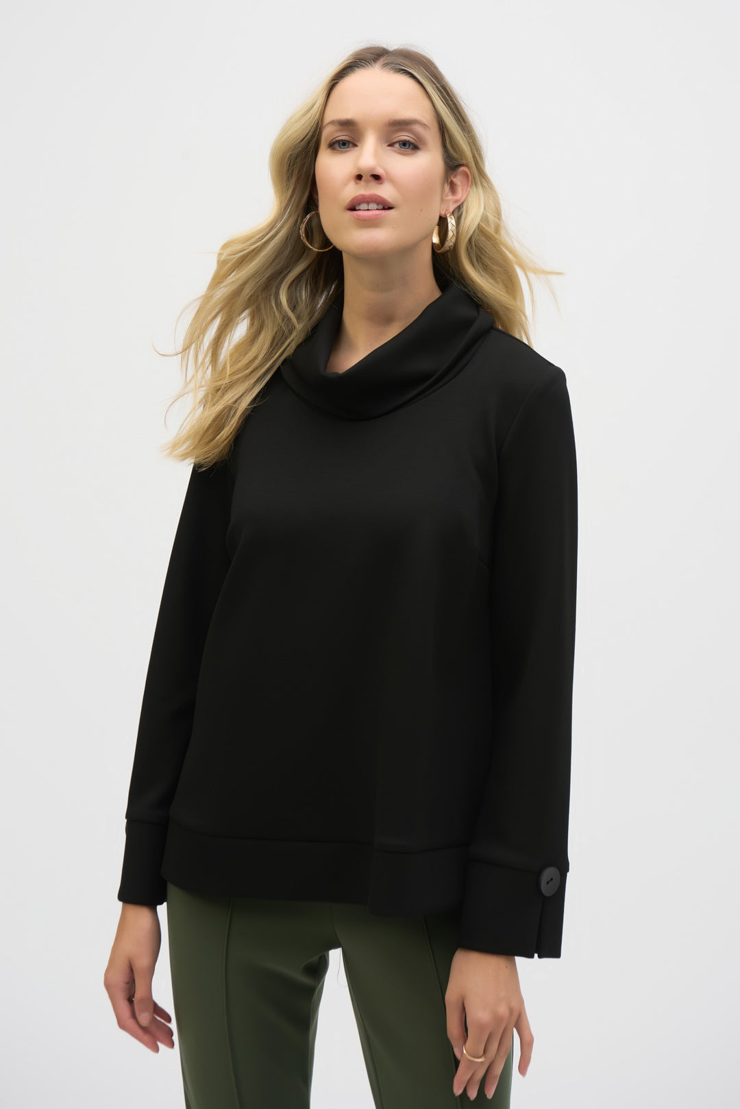 Joseph Ribkoff Black Scuba Jersey Boxy Top Style 244129