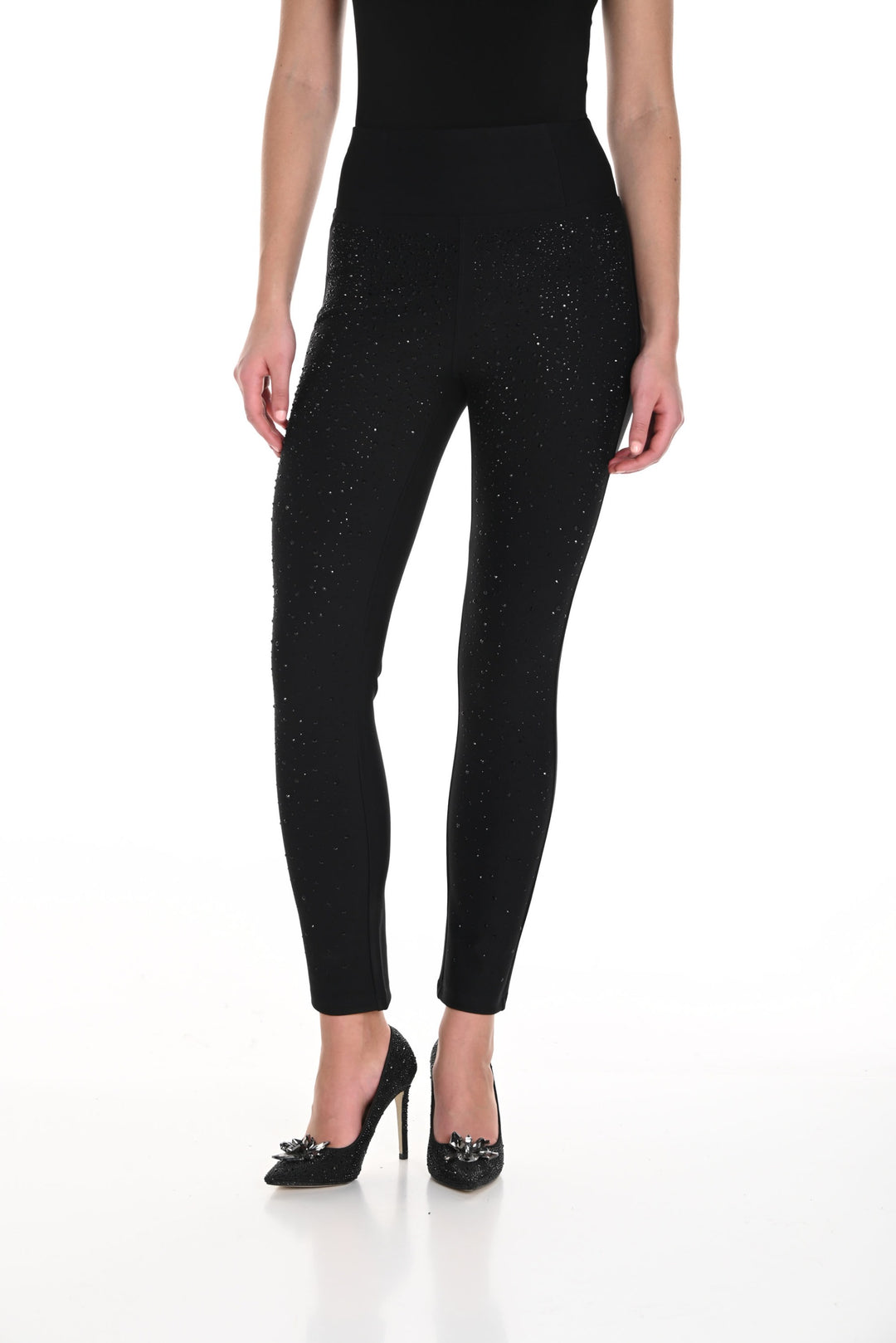 Frank Lyman Black High-Waste Pants with Embellishments Style 244644U