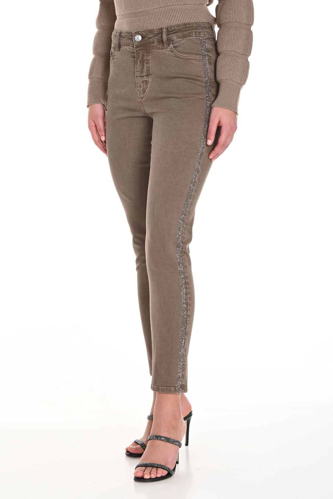 Frank Lyman Taupe Jean Pants with Embellishments Style 244649U