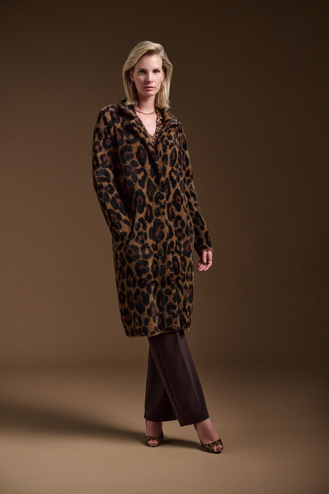 Joseph Ribkoff Beige/Black Animal Print Coat Style 244956