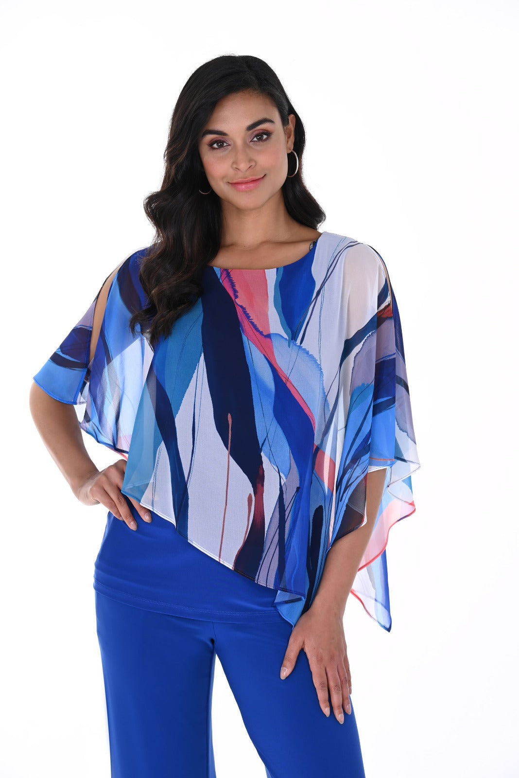 Frank Lyman Blue/Multi Abstract Print Top Style 246101