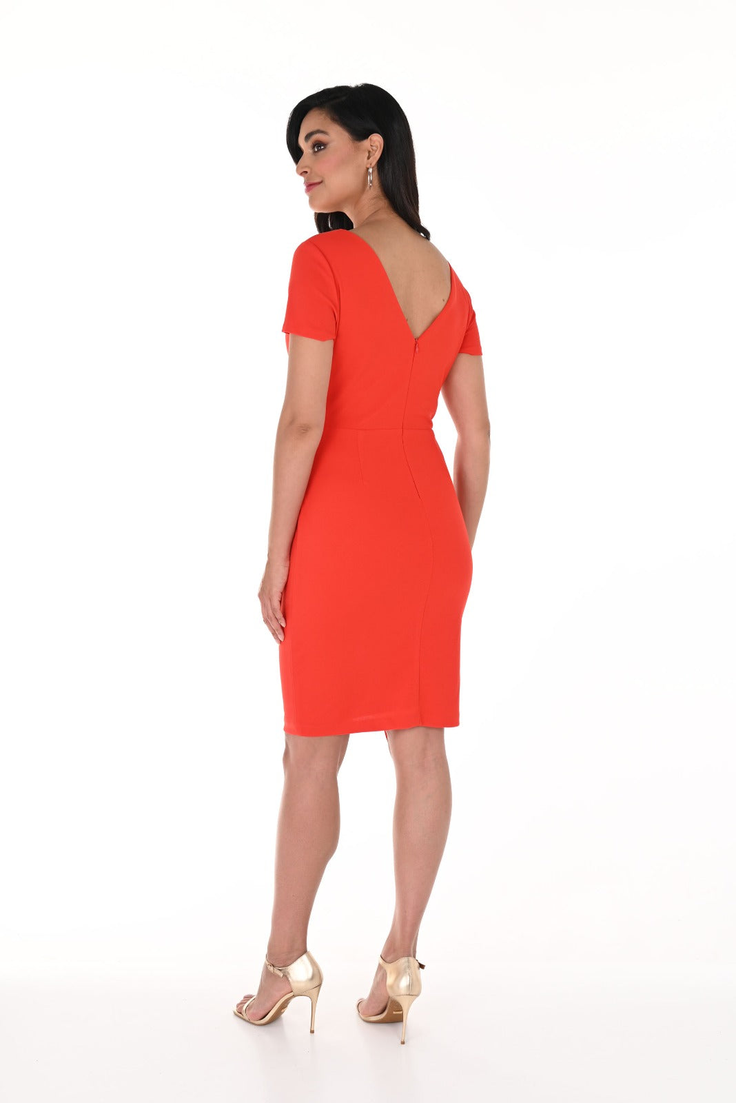 red dress wrap short sleeve Linen Wrap Dress SADIE