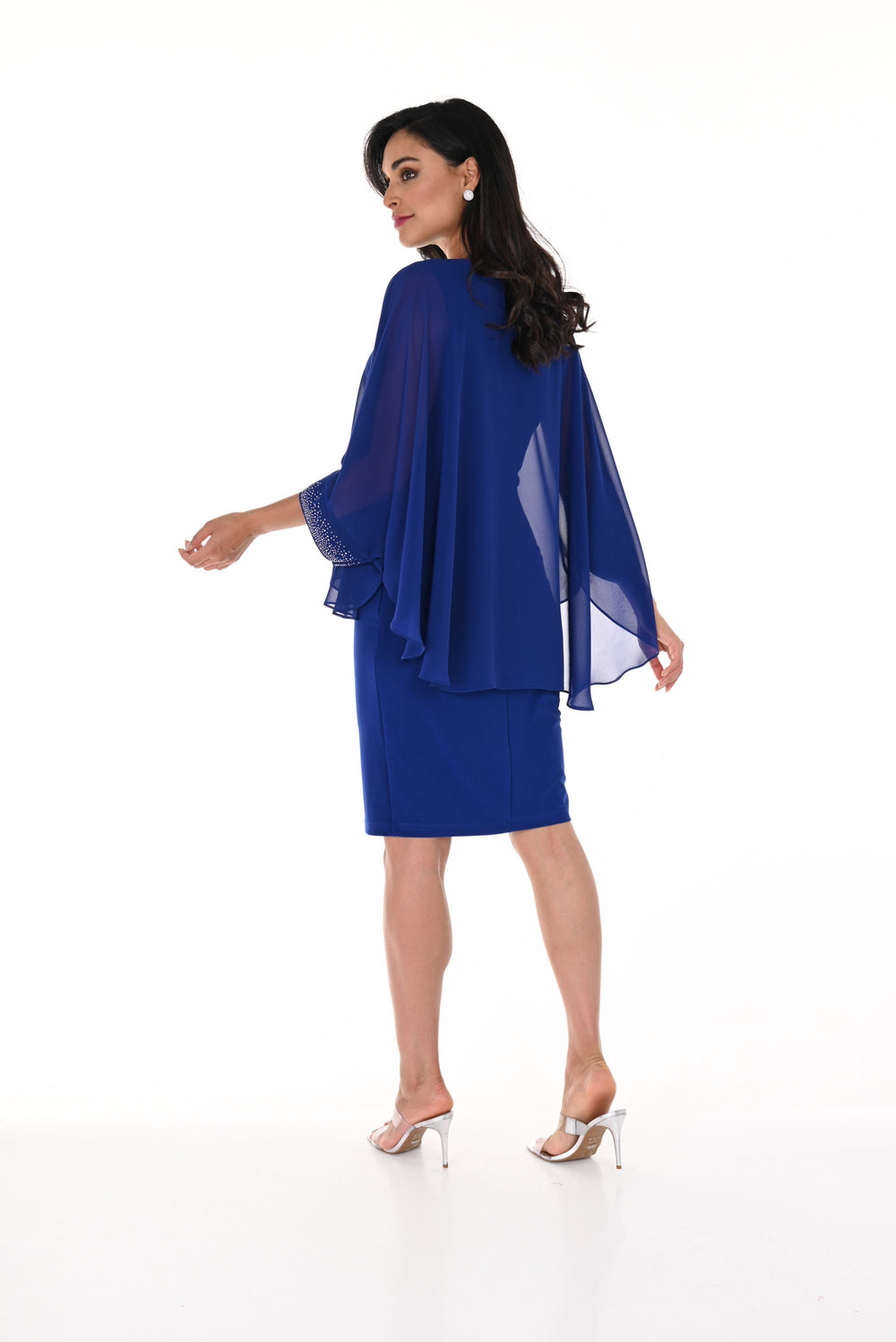 Frank Lyman Imperial Blue Dress with Chiffon Cape Style 248148 – DECABANA