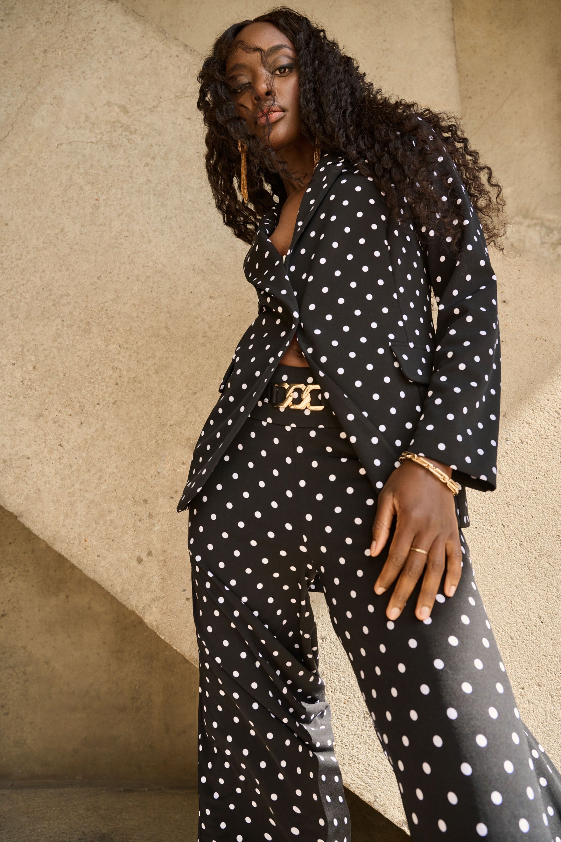 Palazzo Lunares Outfit Pantalon Negro Con Lunares Blancos Mono De