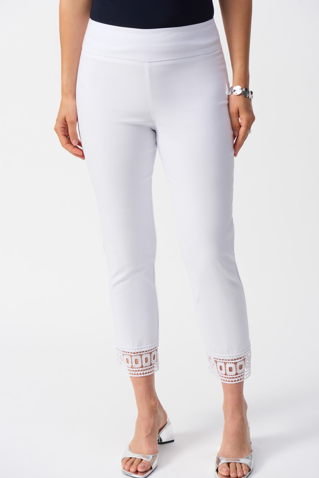 Joseph Ribkoff White Cropped Pull-On Pants Style 251053