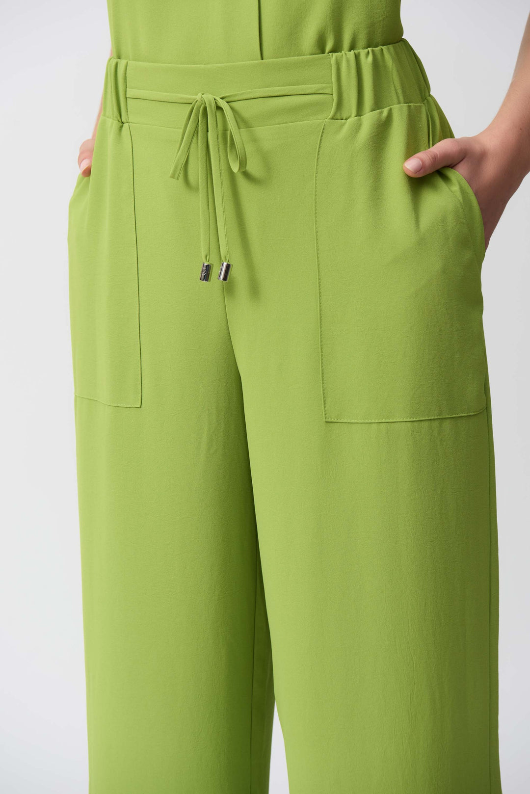 Joseph Ribkoff Greenery Textured Woven Wide-Leg Pants Style 251185