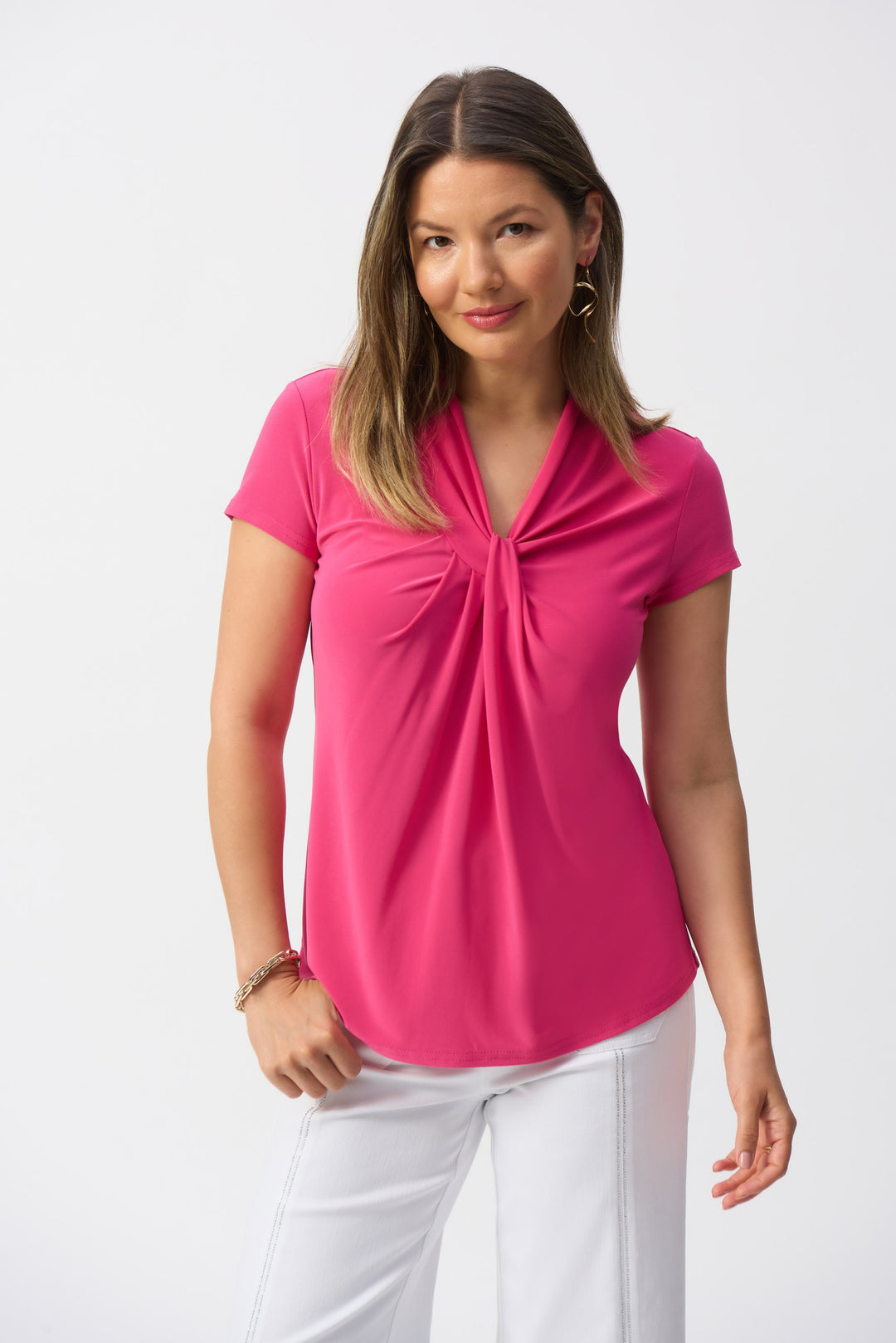 Joseph Ribkoff Geranium Draped Neckline Straight Top Style 251230