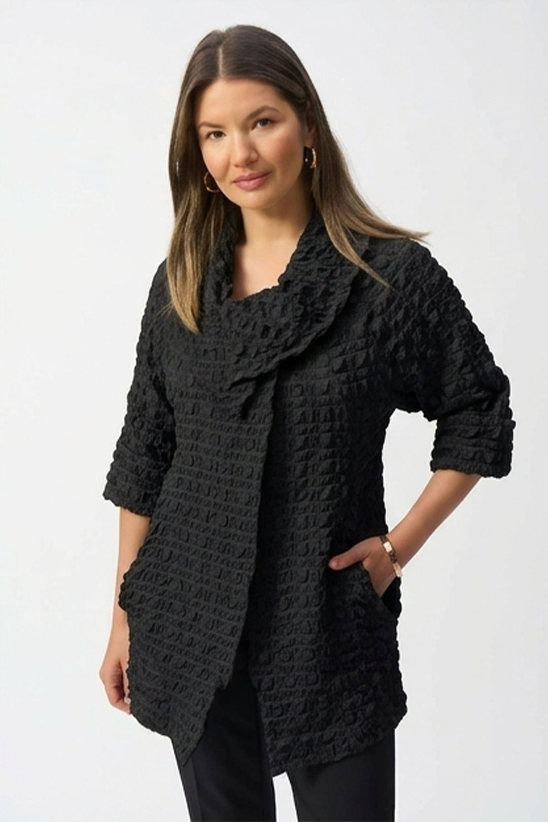 Joseph Ribkoff Bubble Jacquard Trapeze Coat Style 251234