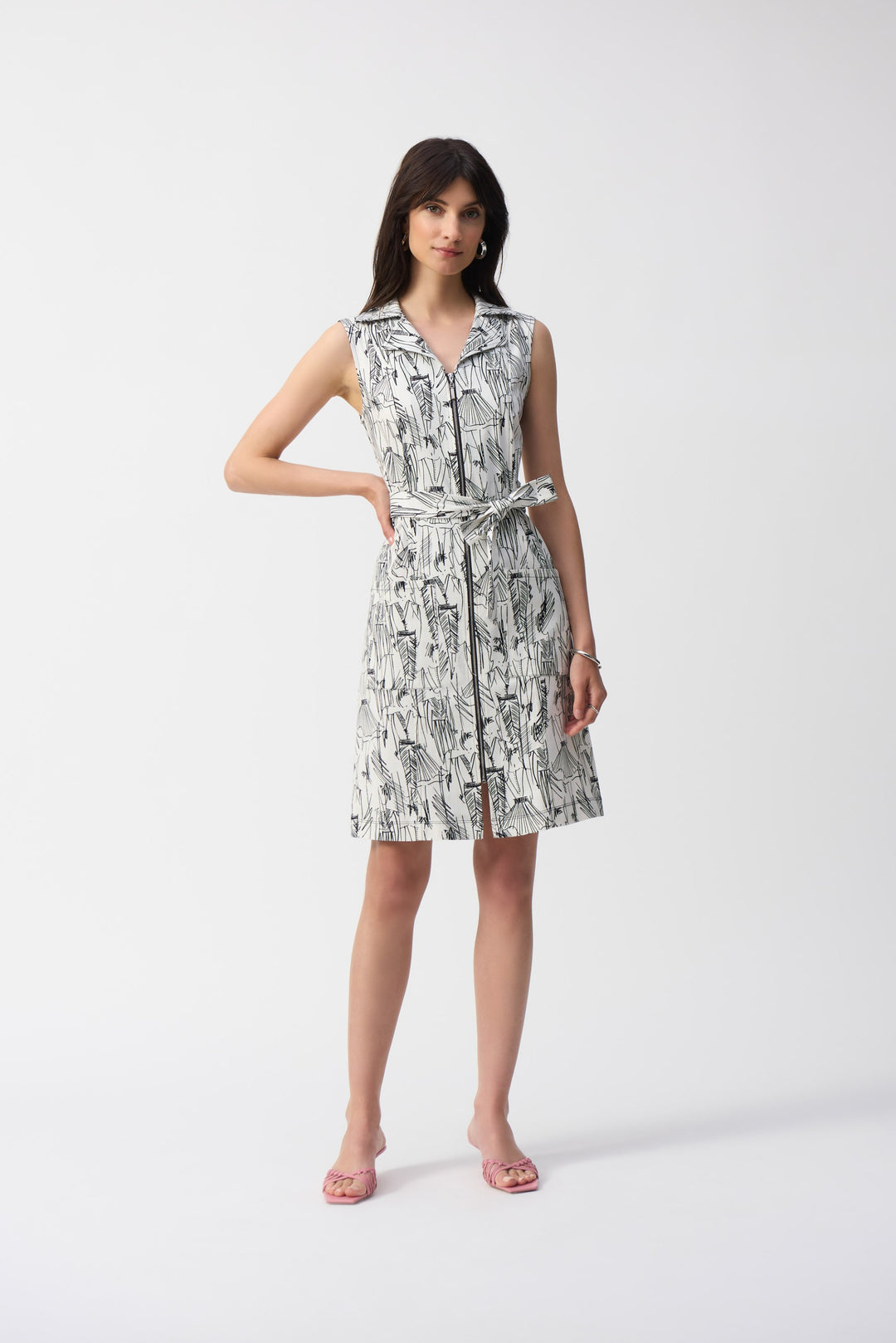 Joseph Ribkoff Vanilla/Black Millennium Conversational Print Sheath Dress Style 251241.