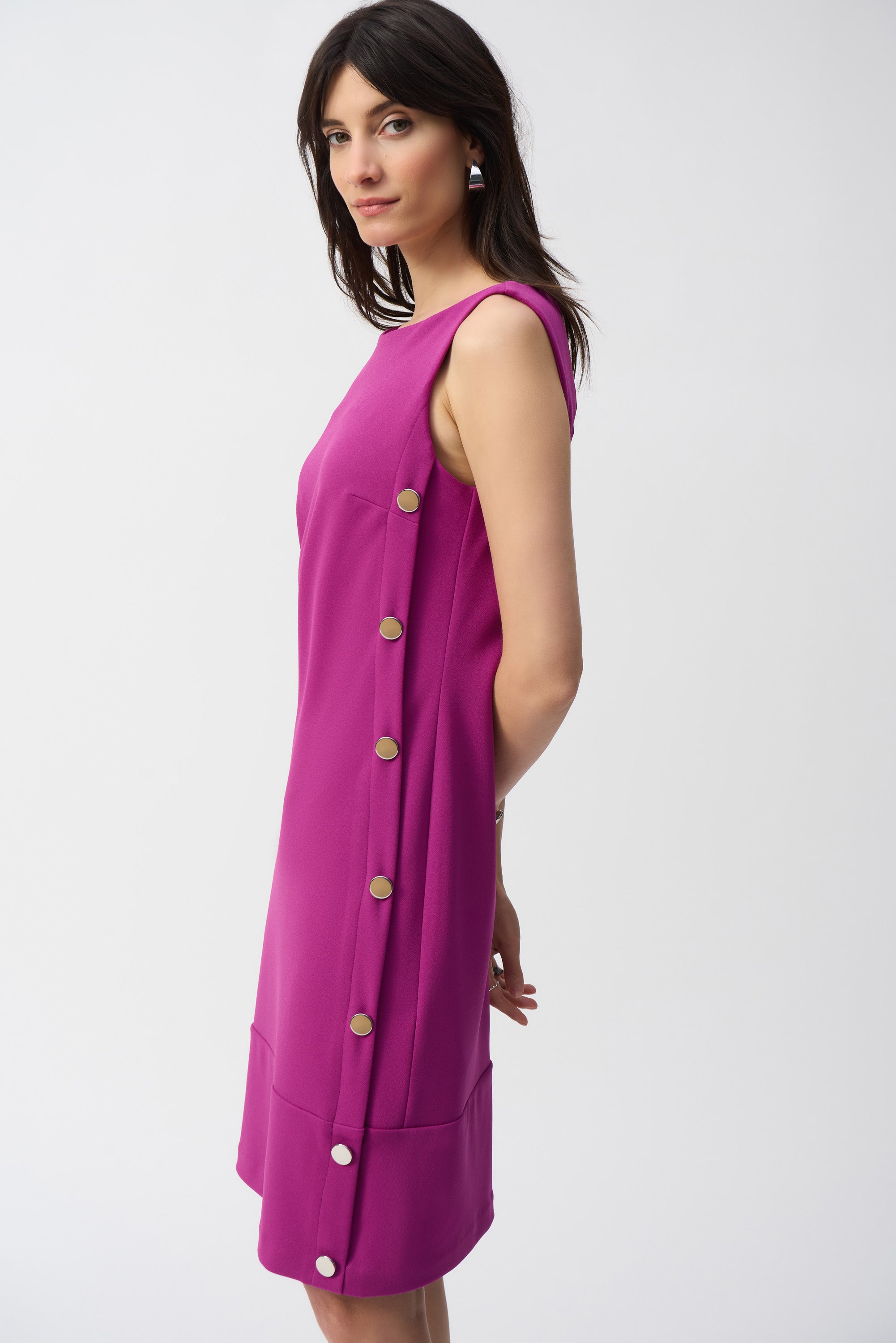 purple sleeveless shift dress $210 Slny Women'S Purple Sleeveless Beaded Neckline Chiffon Shift Dress Size 16