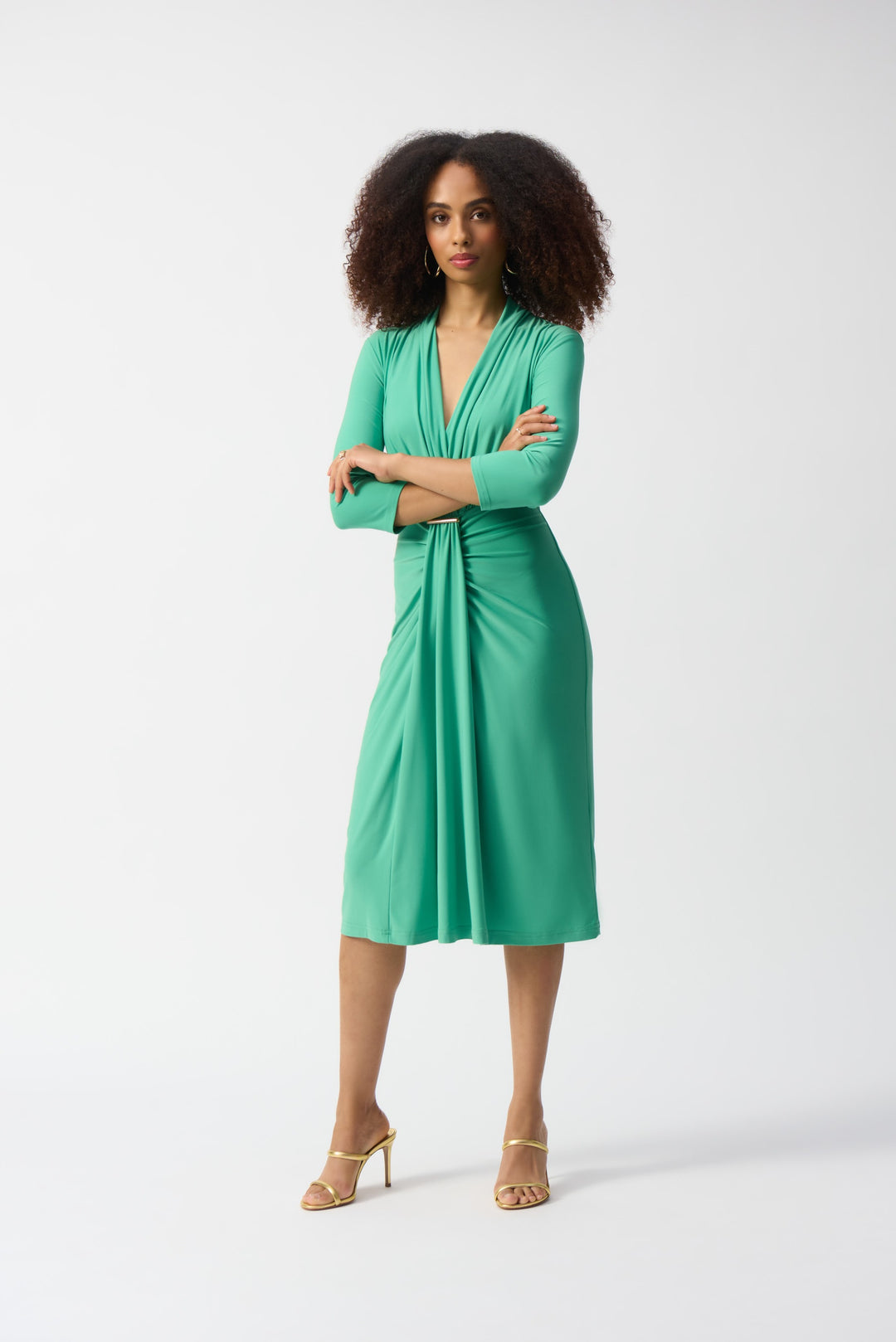 Joseph Ribkoff Garden Green Draped Wrap Dress Style 251275