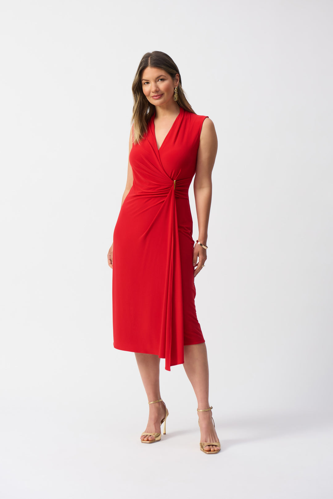 Joseph Ribkoff Radiant Red Sleeveless Wrap Dress Style 251278 – DECABANA