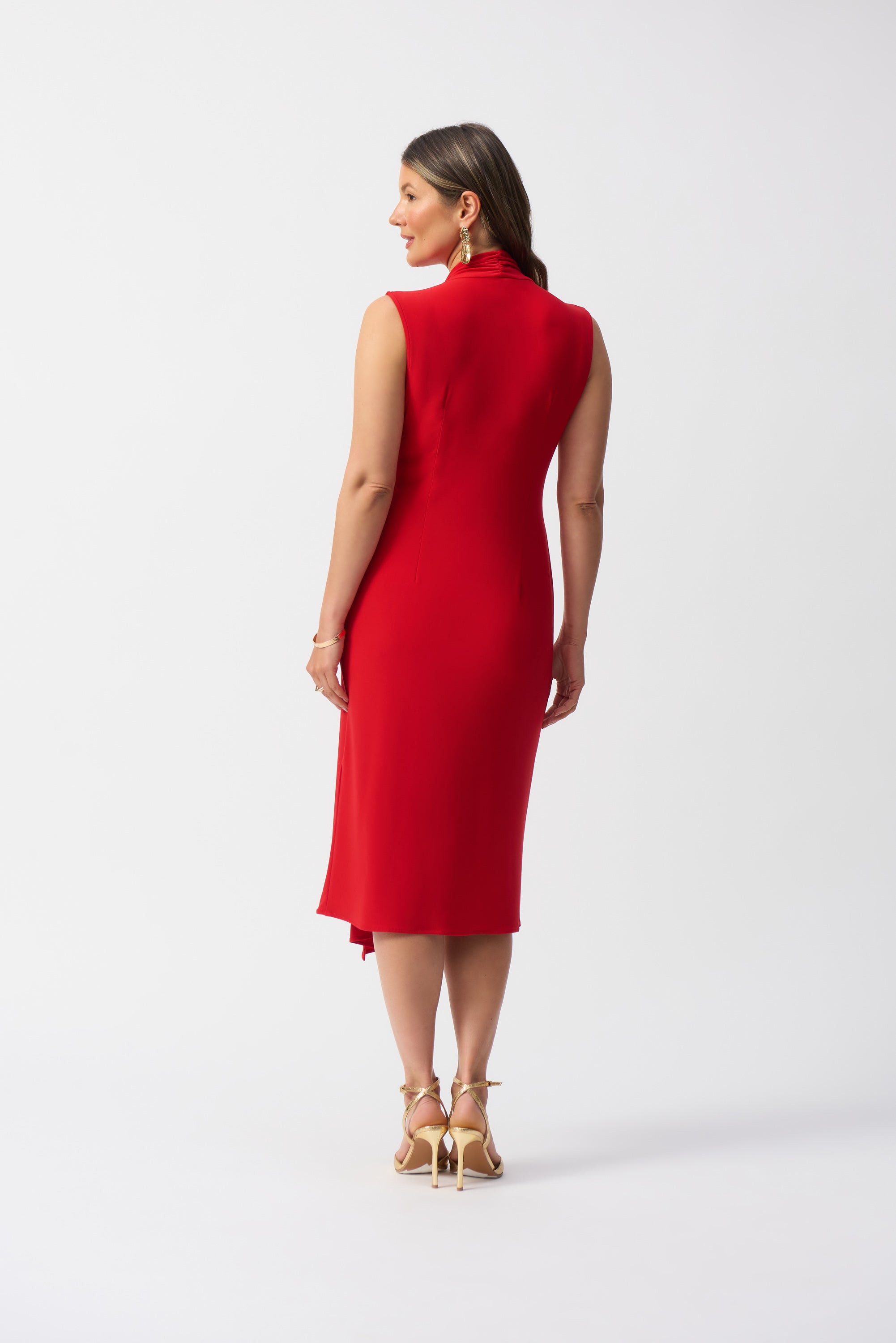 Joseph Ribkoff Radiant Red Sleeveless Wrap Dress Style 251278 Joseph Ribkoff Radiant Red Sleeveless Wrap Dress Style 251278