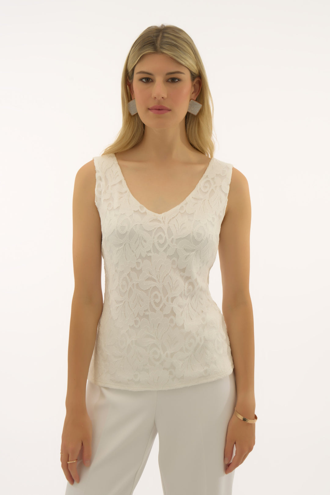 Joseph Ribkoff Vanilla Stretch Lace V-Neck Camisole Style 251760