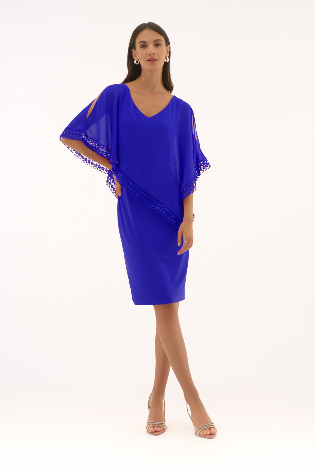 Joseph Ribkoff Royal Sapphire Poncho Sheath Dress Style 251773