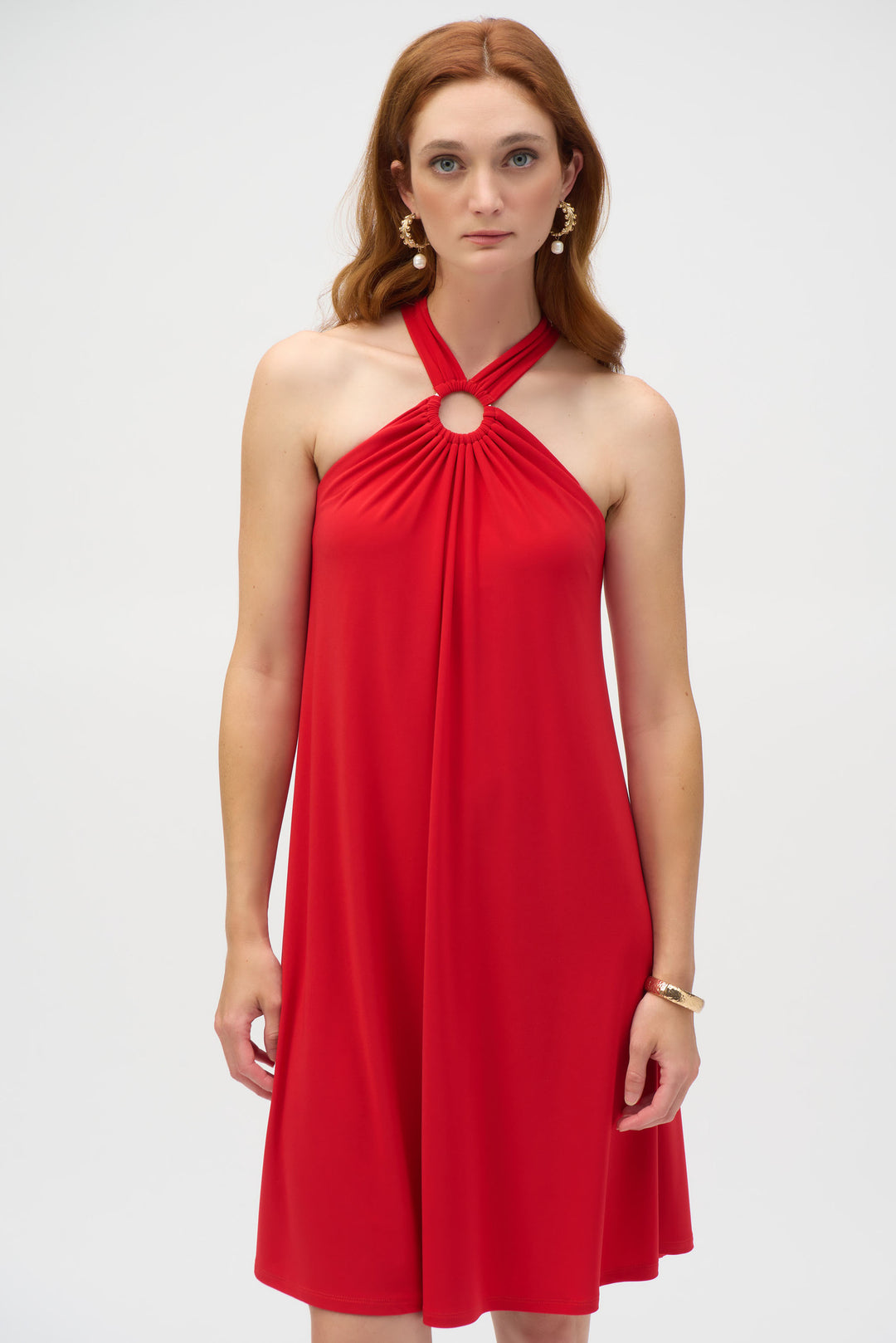 trapeze cocktail dress Joseph Ribkoff Trapeze Halter Dress Style 252090 Radiant Red / 8