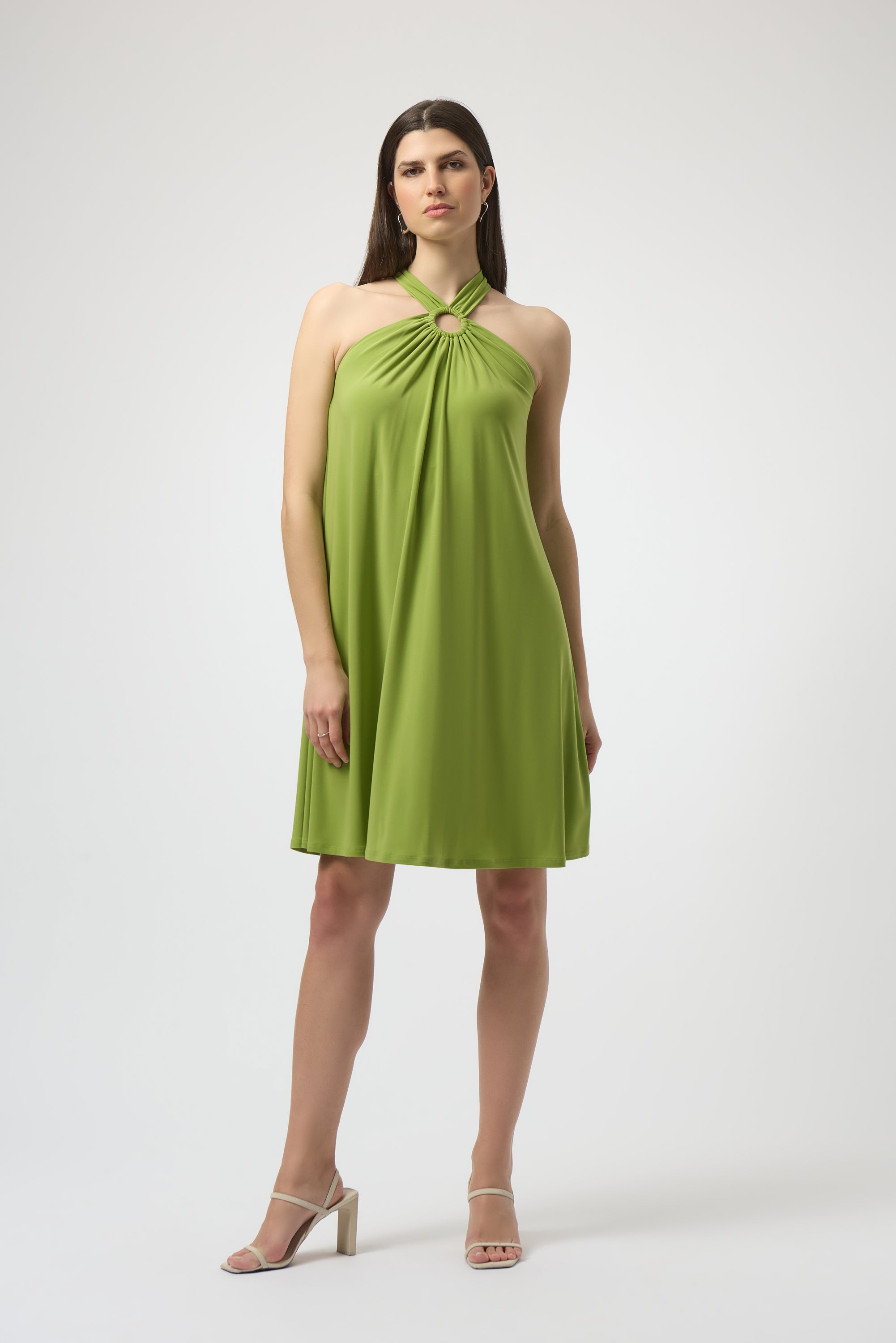Joseph Ribkoff Trapeze Halter Dress Style 252090 Greenery / 10 Joseph Ribkoff Trapeze Halter Dress Style 252090 Greenery / 10