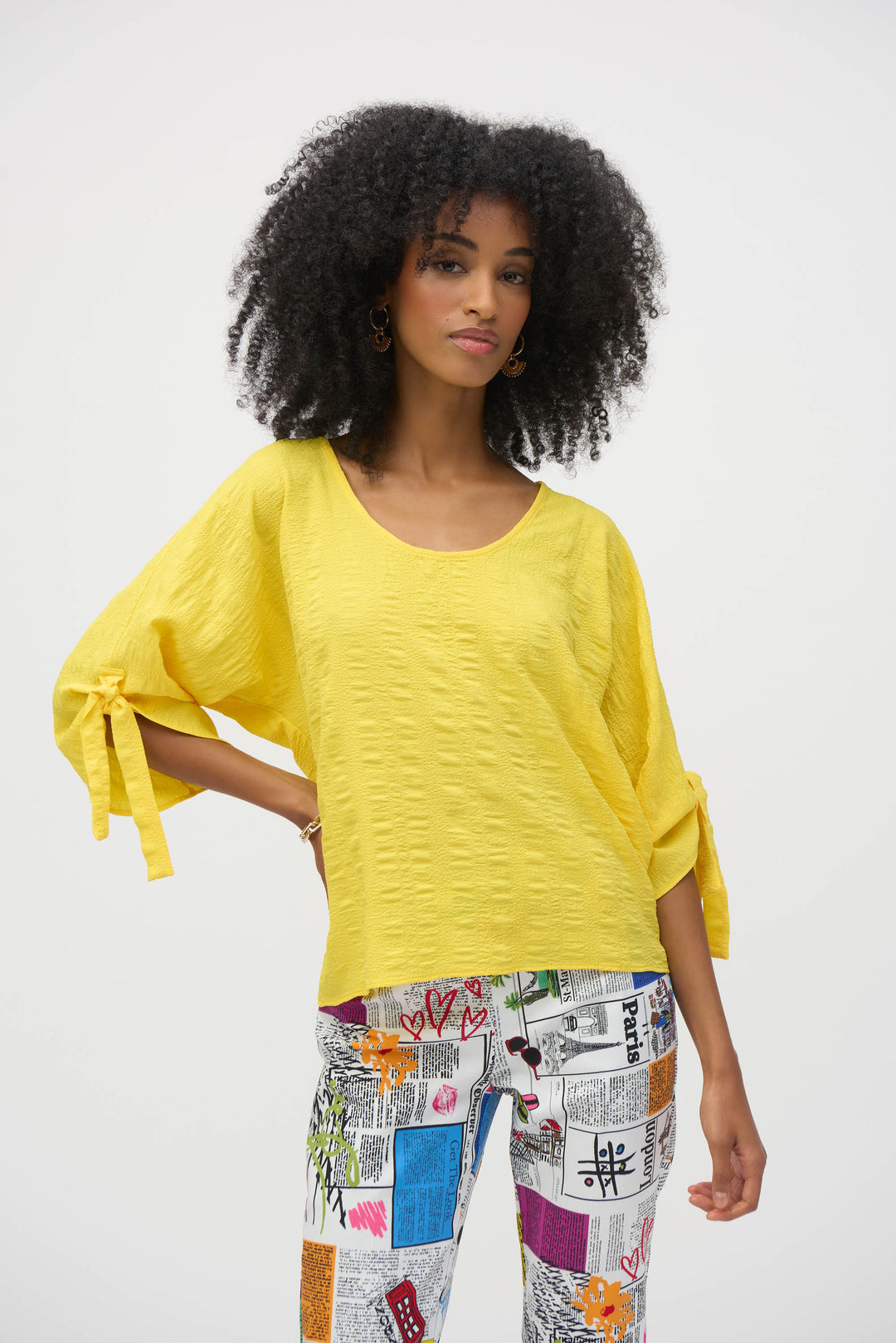 Joseph Ribkoff Citrus Textured Woven Boxy Top Style 252129.