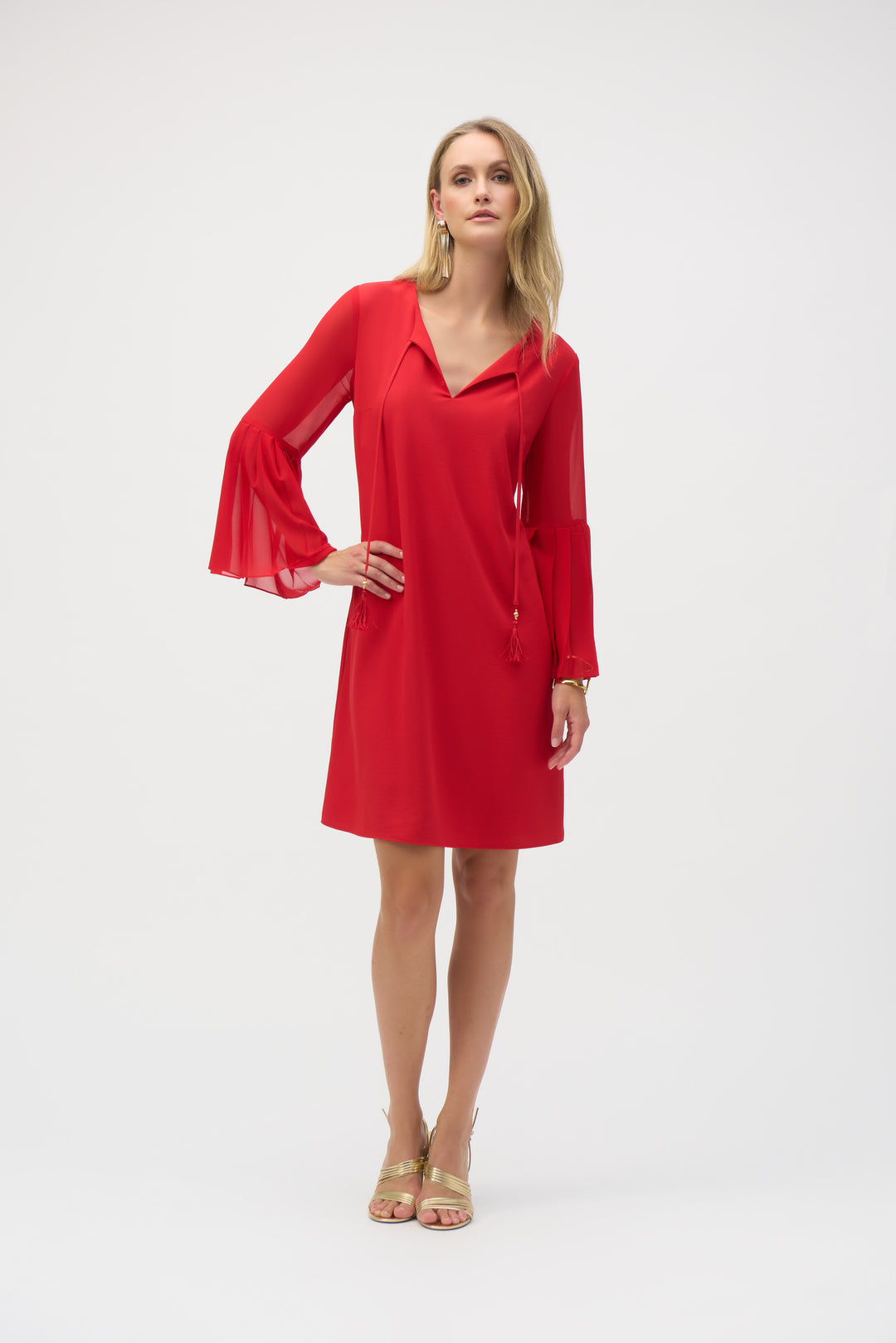 chiffon straight dress styles Long Gowns Chiffon Straight Dress Styles Ladivine V-Neck A-Line Prom Dress With Long Sleeves