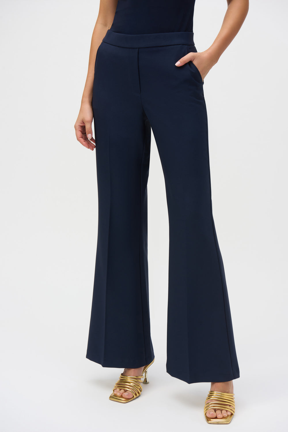 Joseph Ribkoff Midnight Blue Lux Twill Flared Pull-On Pants Style 252226.