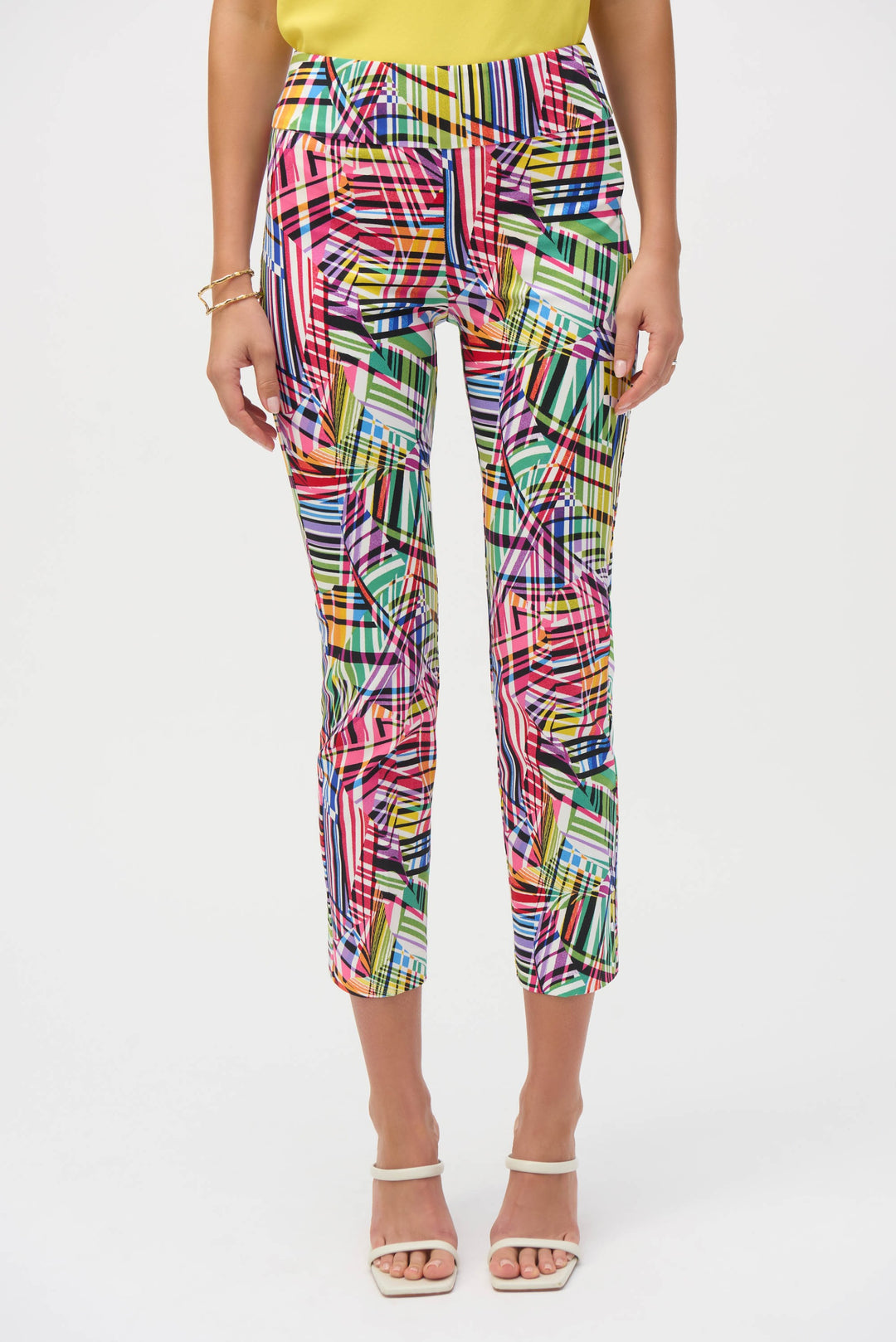 Joseph Ribkoff Millennium Black/Multi Print Straight Leg Pants Style 252233.