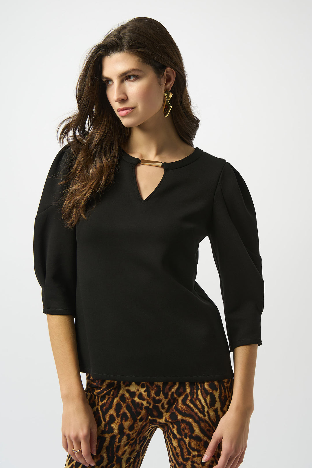 Joseph Ribkoff Black Scuba Jersey Fitted Top Style 253048