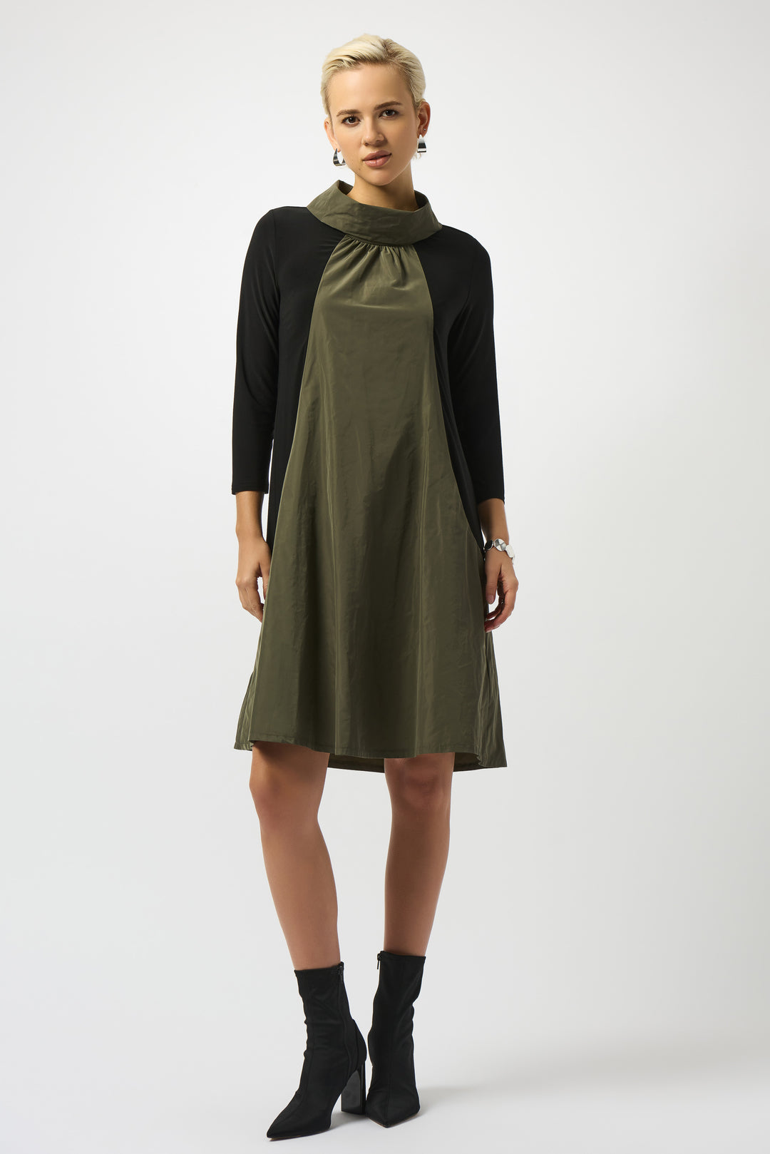 Joseph Ribkoff Black/Avocado Silky Knit & Memory Colour Block Dress St DECABANA Joseph Ribkoff Black/Avocado Silky Knit & Memory Colour Block Dress St DECABANA