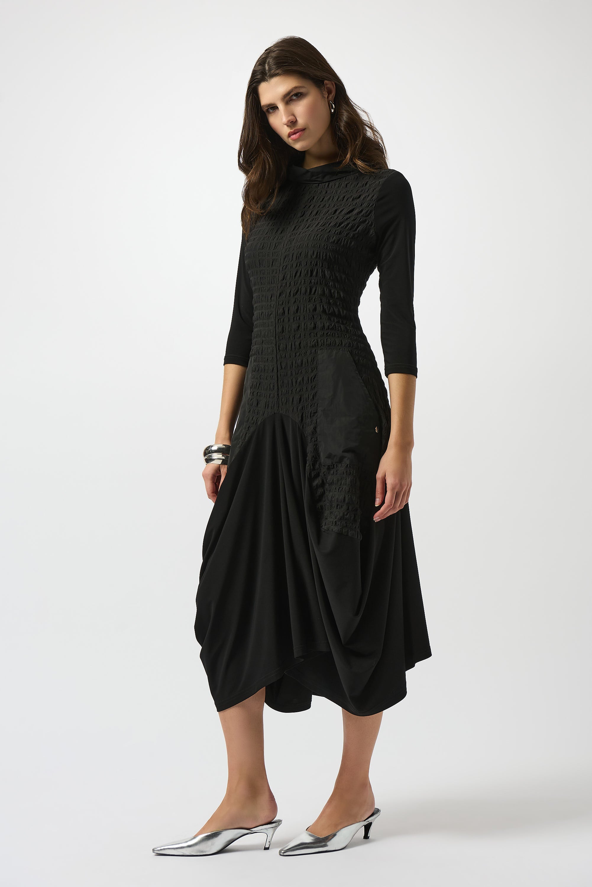 long sleeve cocoon dress Front Pocket Long Sleeve Cocoon Dress in Black