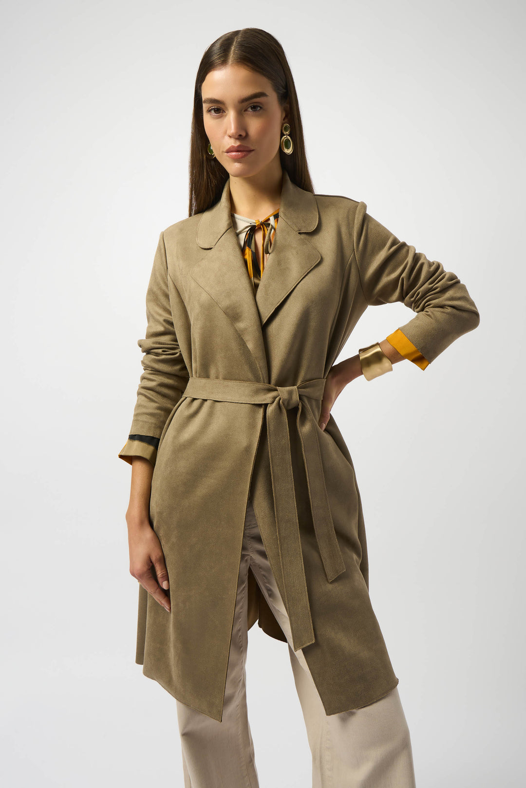 Joseph Ribkoff Java Scuba Suede Straight Coat Style 253252.