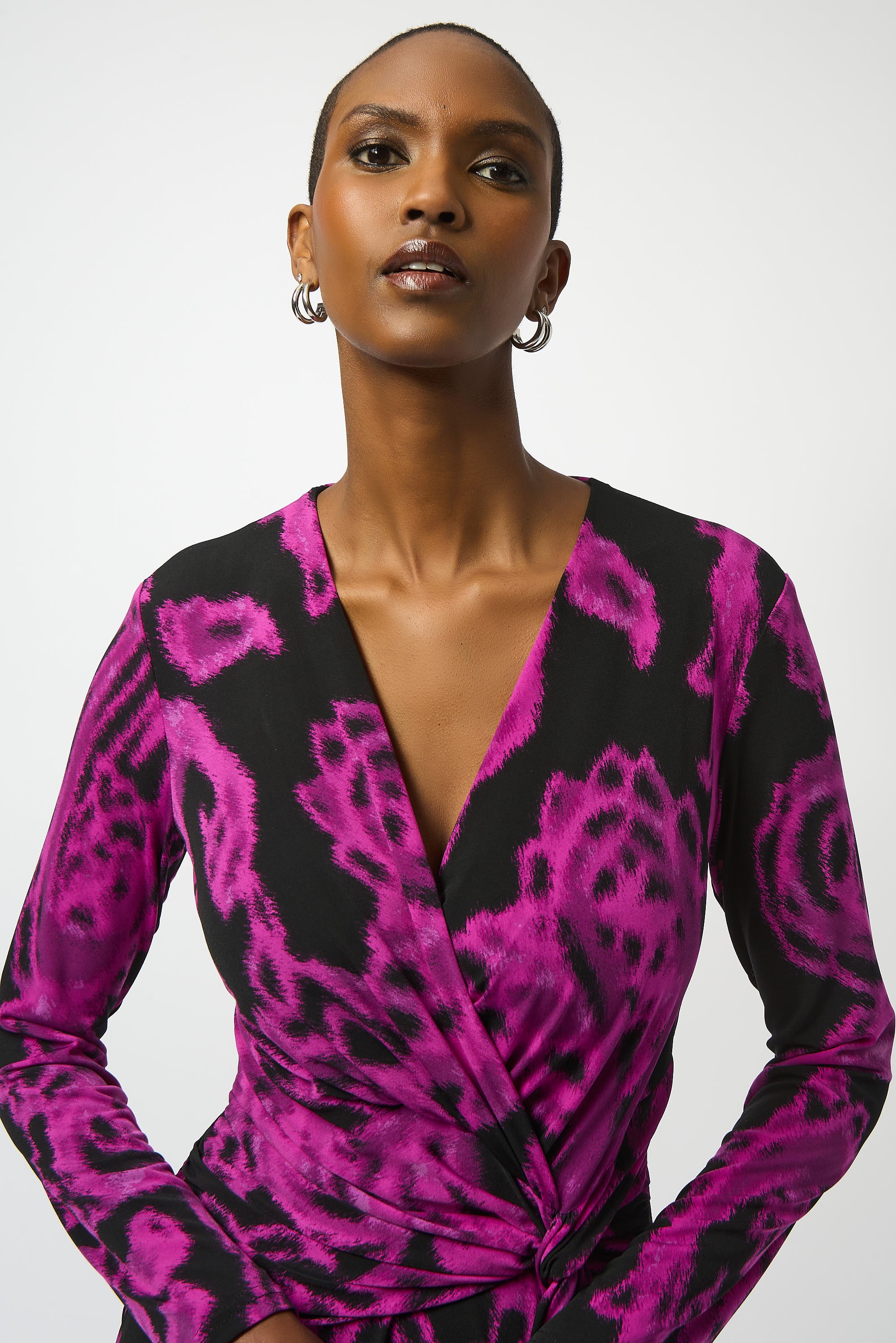 Joseph Ribkoff Black/Cosmos Paisley Print Wrap Dress Style 253282 Black/Cosmos / 4 Joseph Ribkoff Black/Cosmos Paisley Print Wrap Dress Style 253282 Black/Cosmos / 4