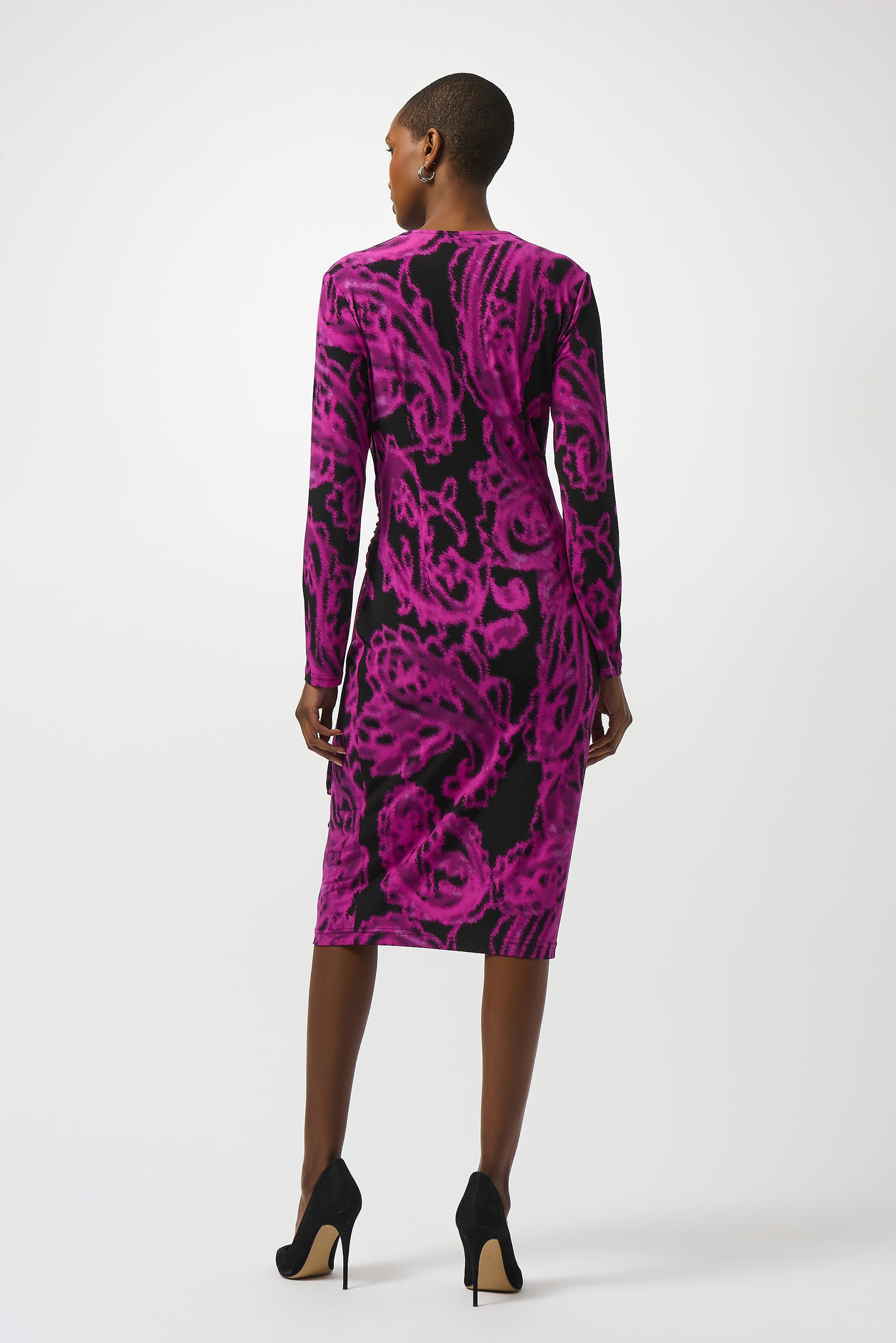 Joseph Ribkoff Black/Cosmos Paisley Print Wrap Dress Style 253282 Black/Cosmos / 4 Joseph Ribkoff Black/Cosmos Paisley Print Wrap Dress Style 253282 Black/Cosmos / 4
