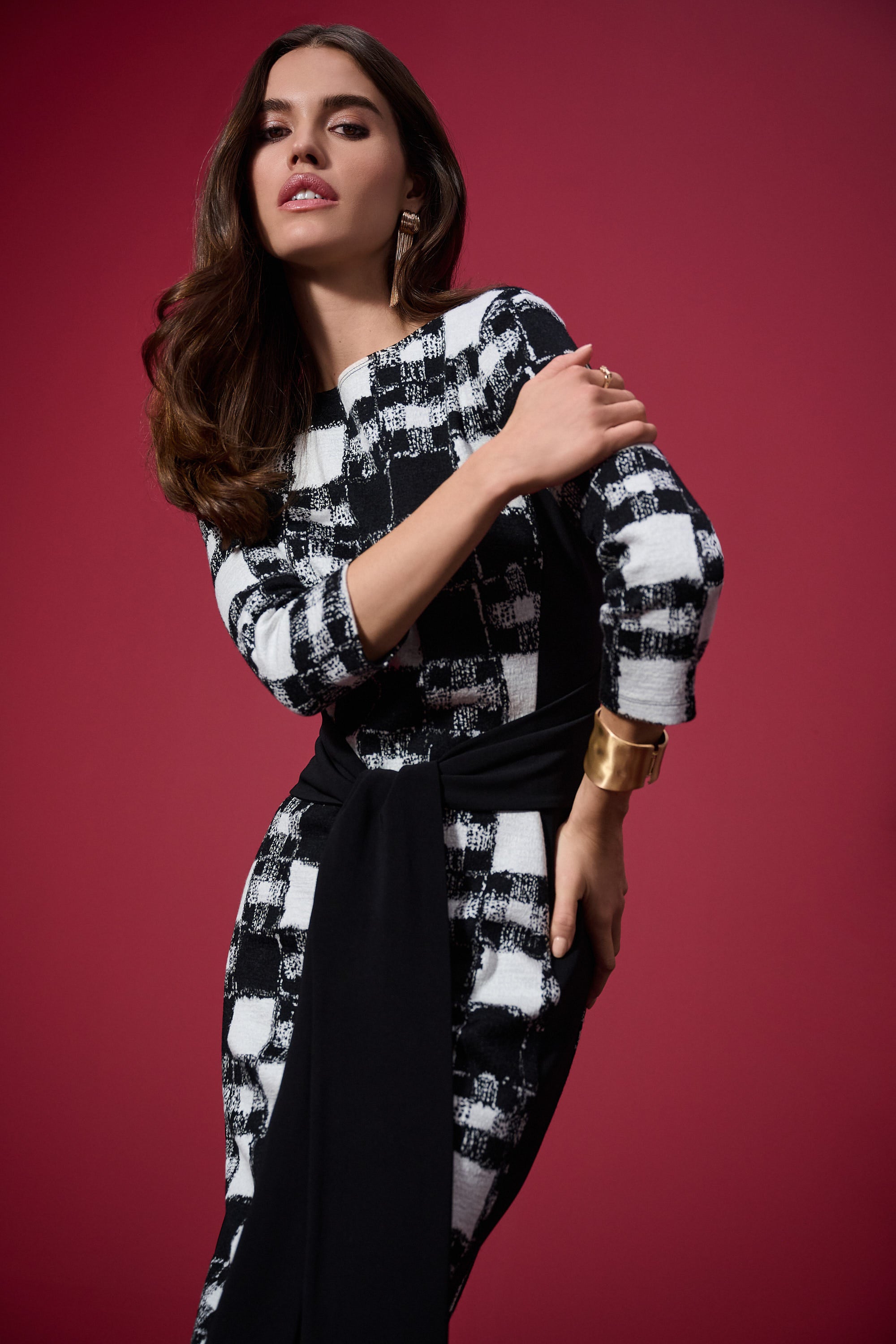 Joseph Ribkoff Jacquard Sweater Plaid Print Sheath Dress Style 253289 – DECABANA Joseph Ribkoff Jacquard Sweater Plaid Print Sheath Dress Style 253289 – DECABANA